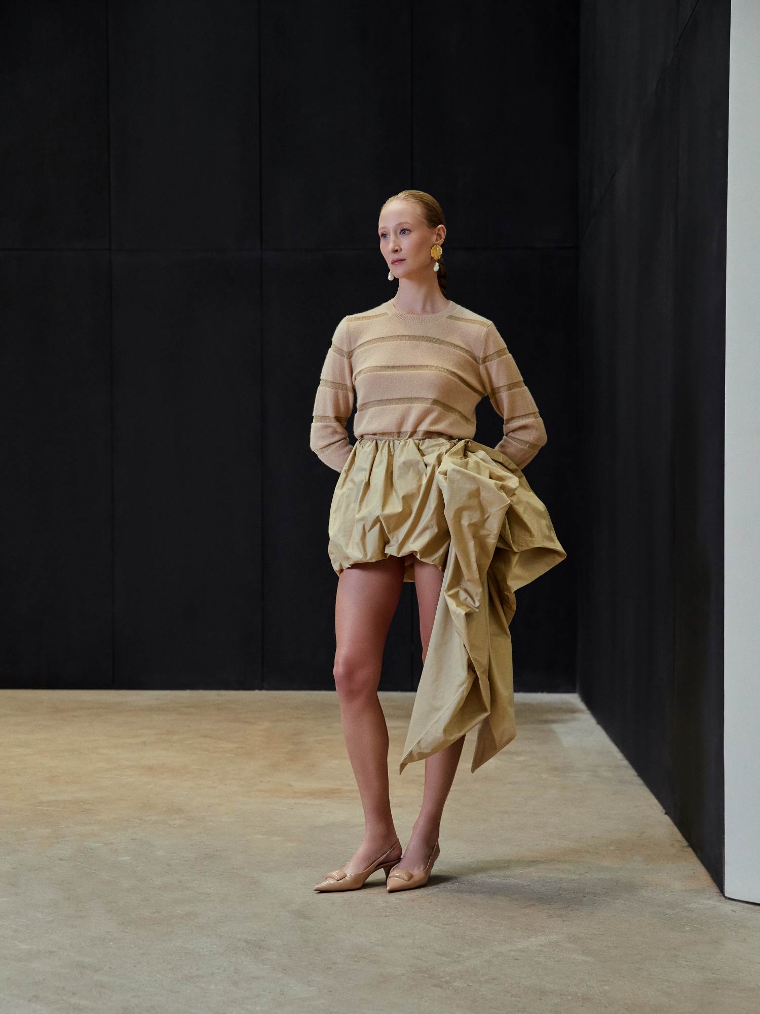 Simone Lurex Stripe Cashmere Crew Neck Jumper