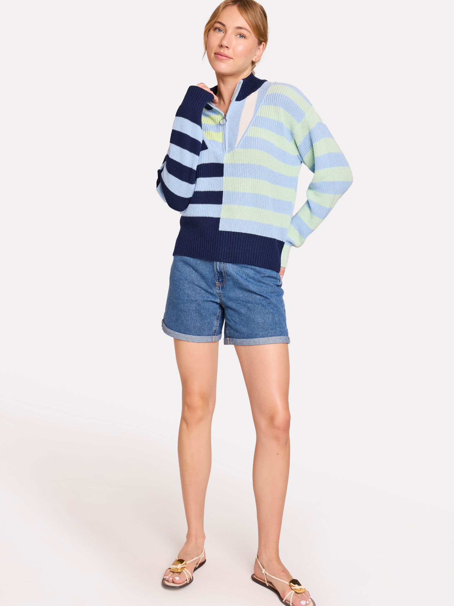 Mix Stripe Half Zip Jumper