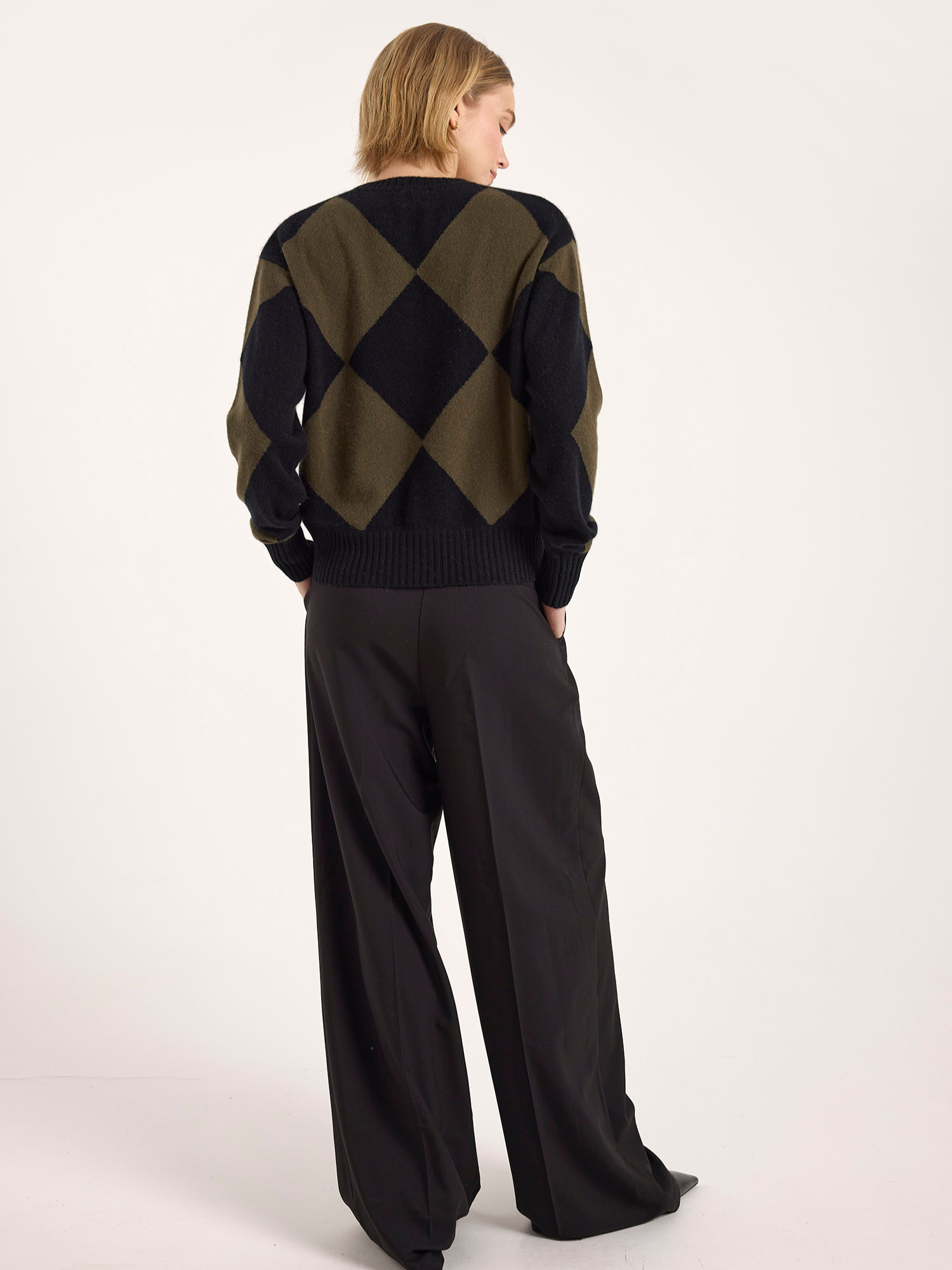 Avery Argyle Cashmere Crew Neck Jumper