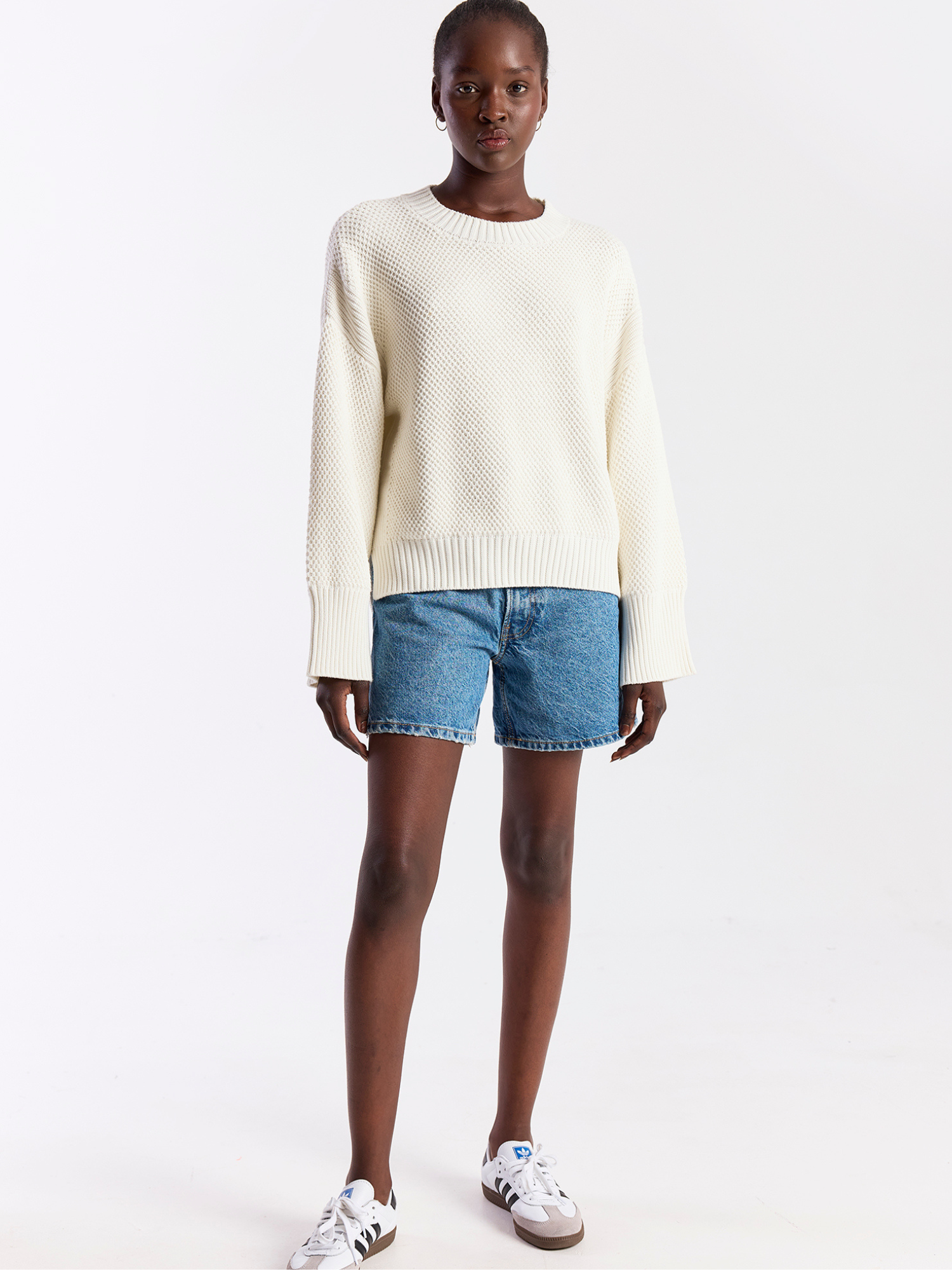 Pointelle Stitch Detail Crew