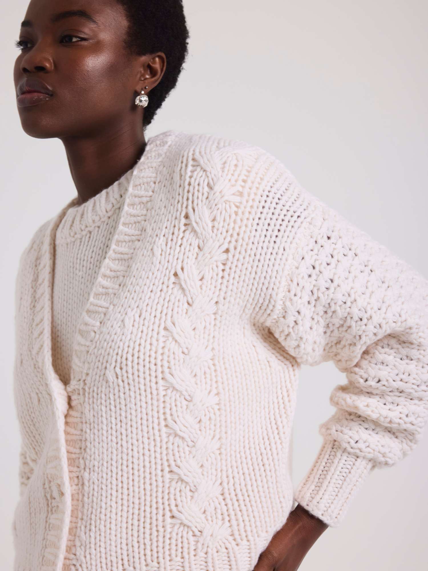 White Label Cable Cashmere Cardigan