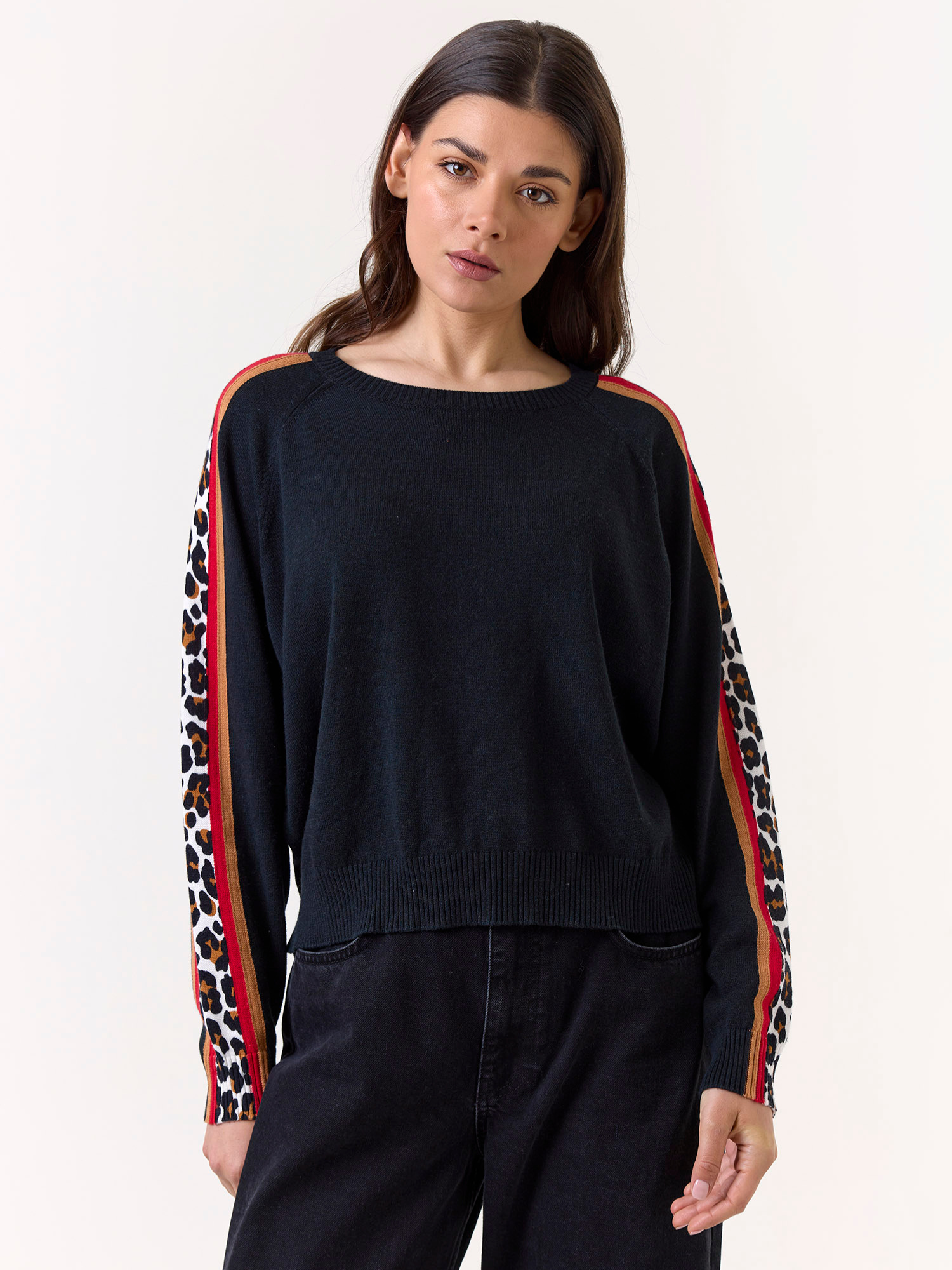 Pop Stripe Leopard Crew