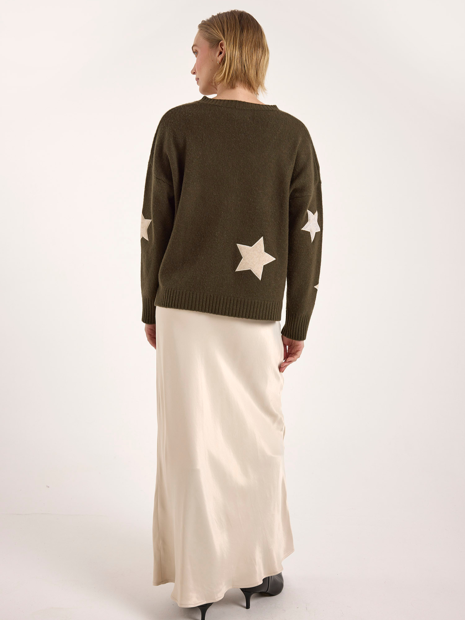 Perrie Patch Star Cashmere V Neck Jumper