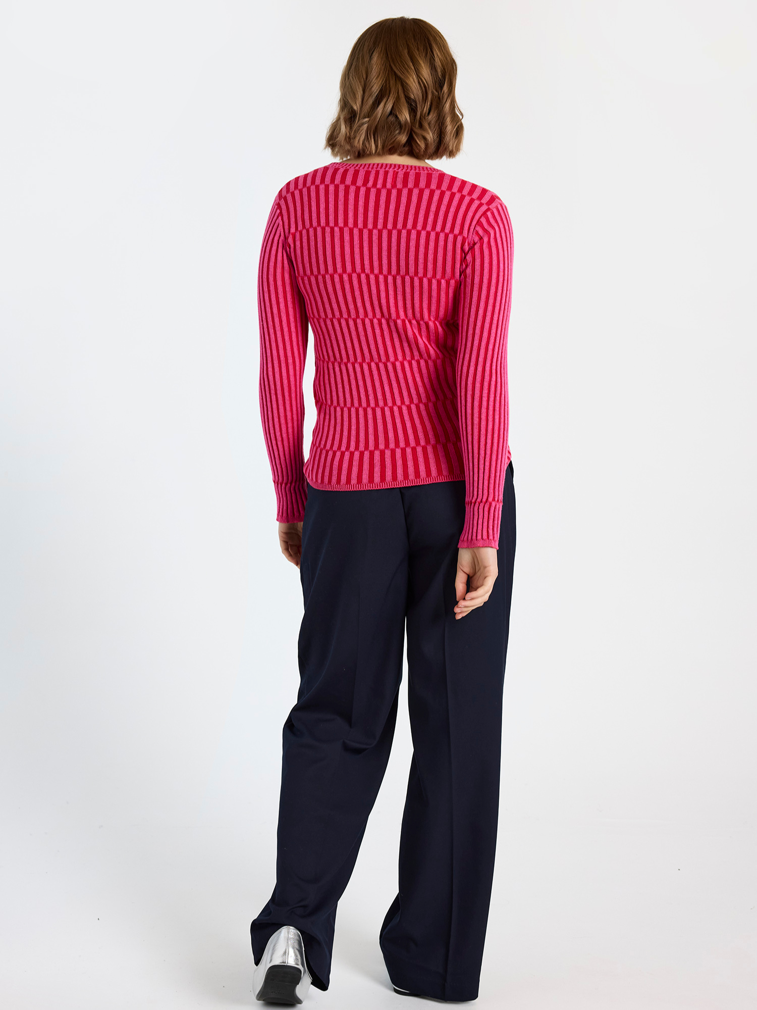 Imogen Plaited Stripe Crew Neck Jumper