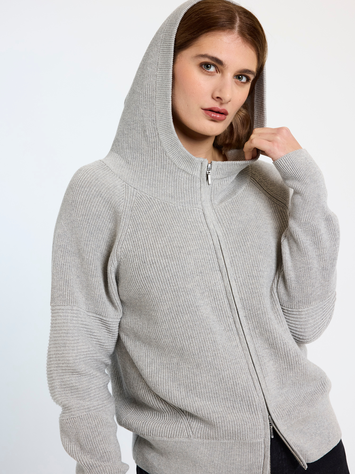 Lana Rib Detail Zip Hoodie