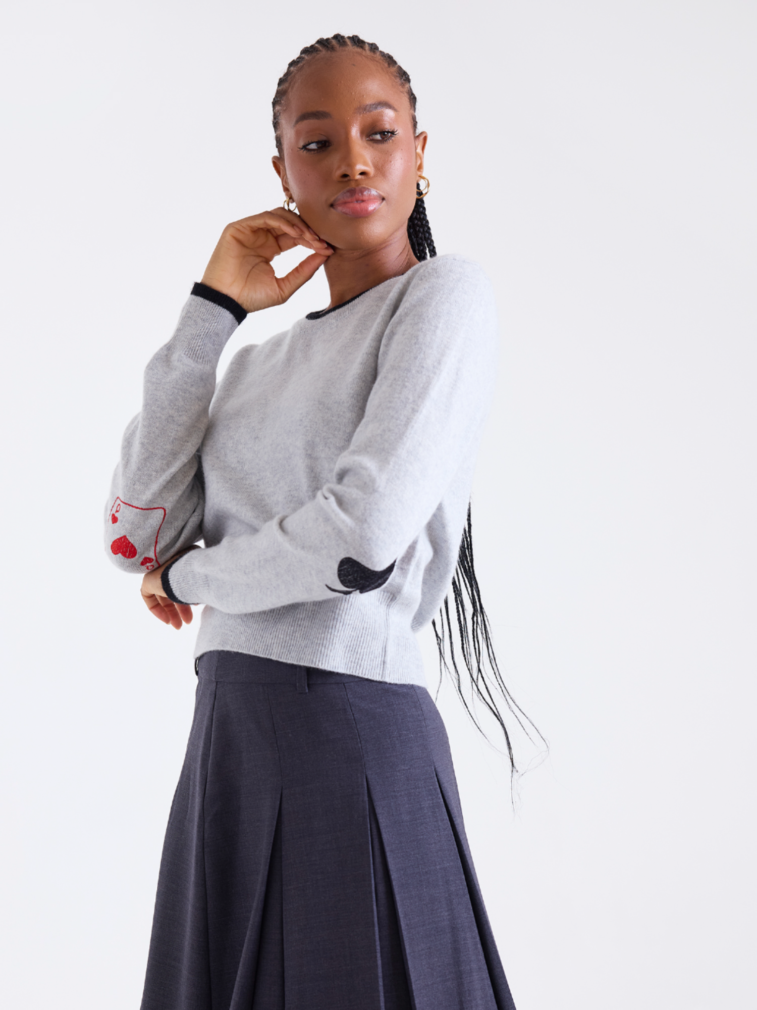 Queen of Hearts Cashmere Crew Neck Jumper