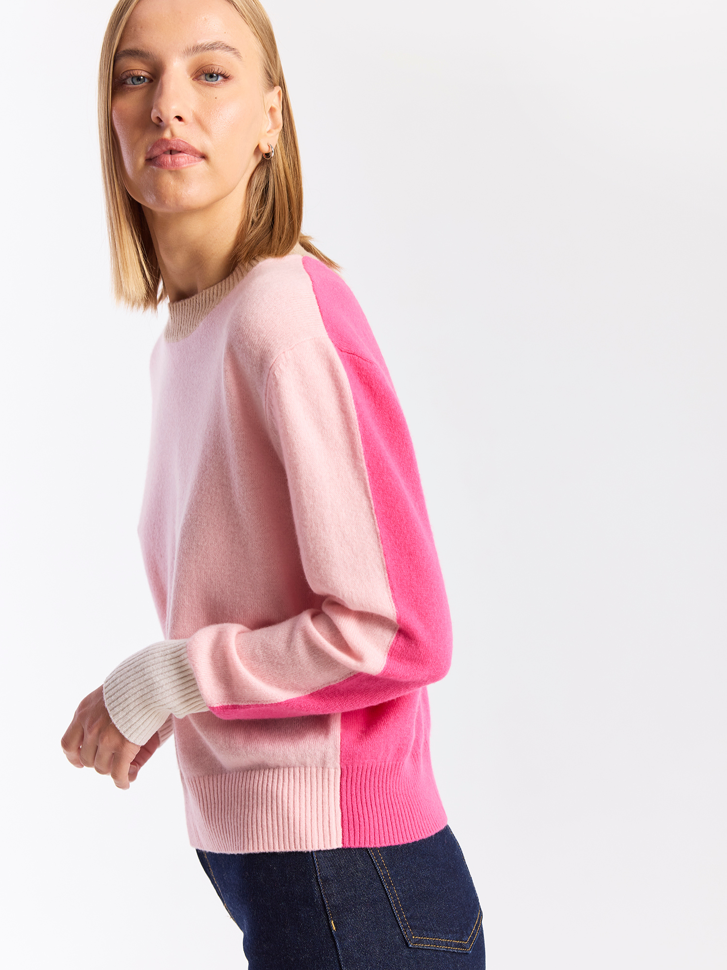 SUMMER COLOURBLOCK CASHMERE CREW