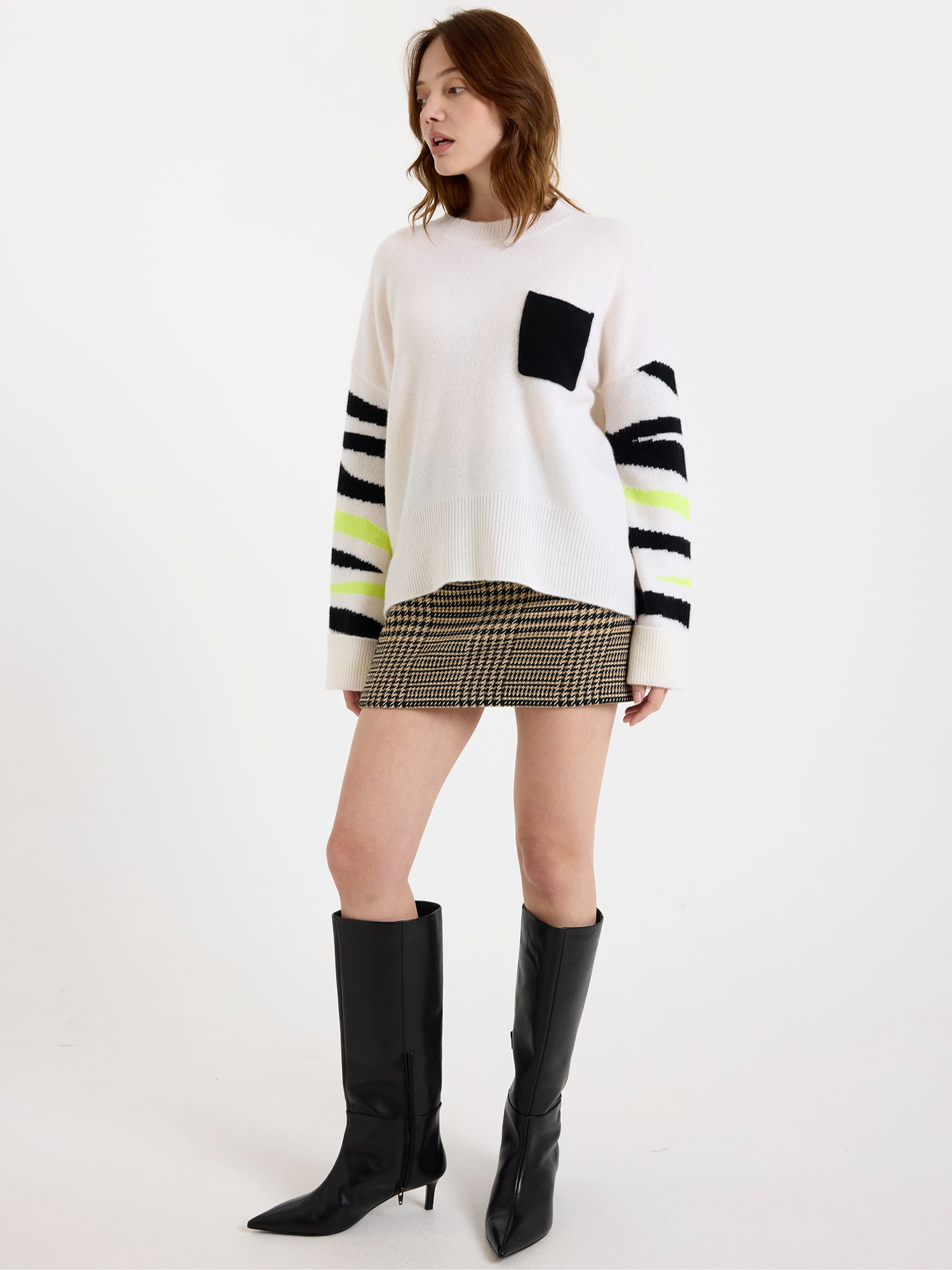 Pop Zebra Boyfriend Crew Neck Jumper