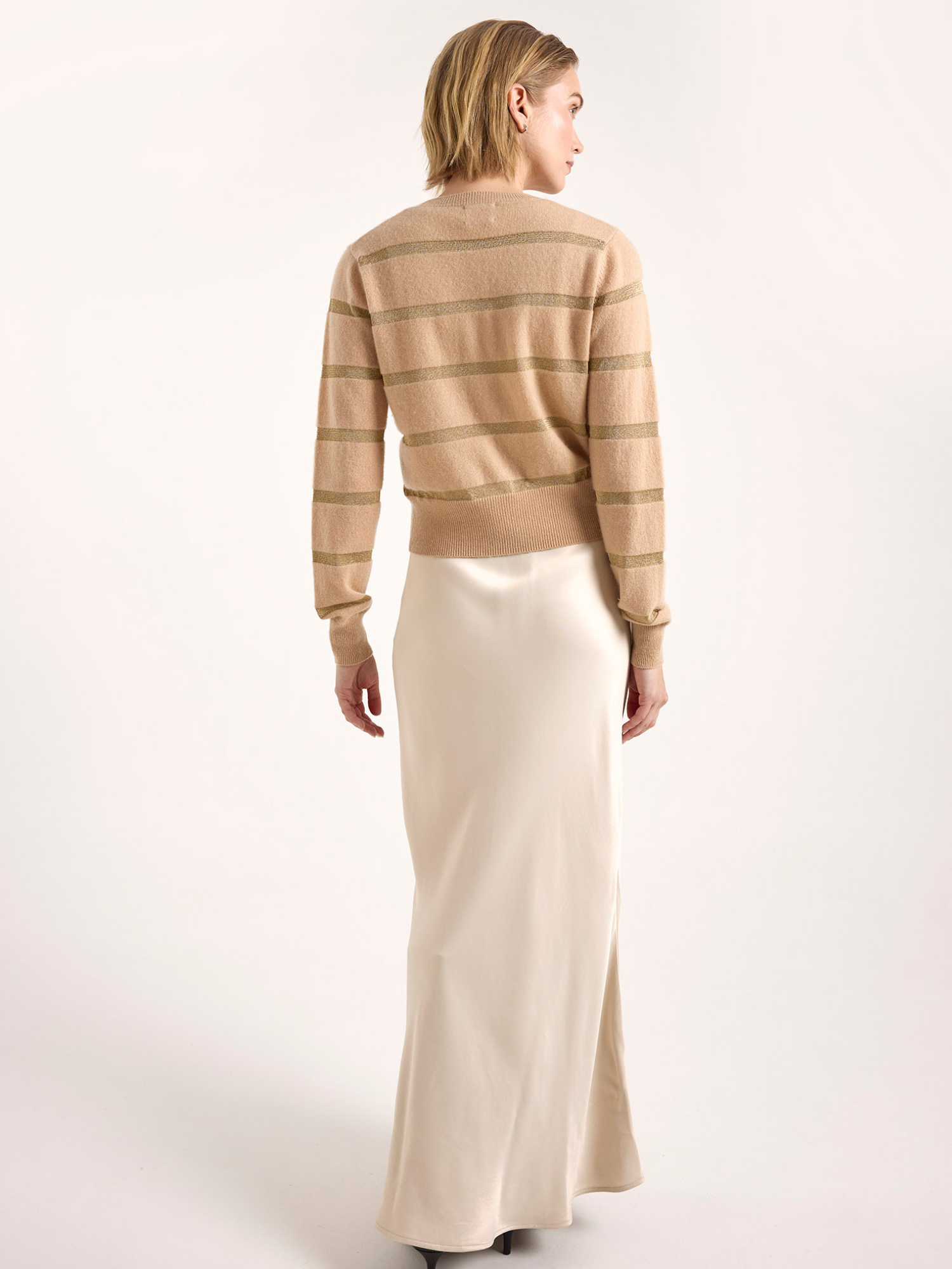 SIMONE LUREX STRIPE CREW NECK JUMPER
