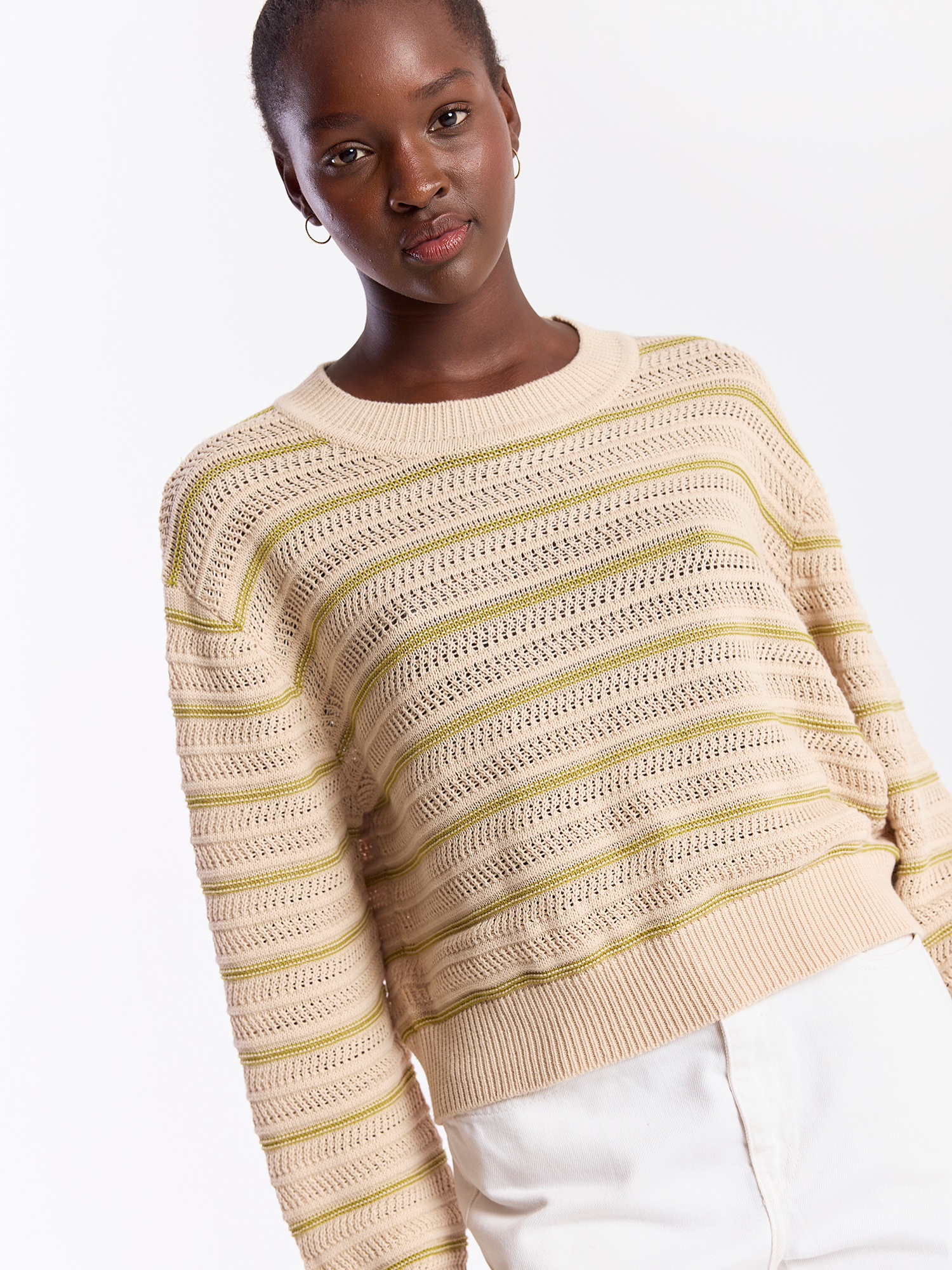 Stripe Mix Stitch Crew