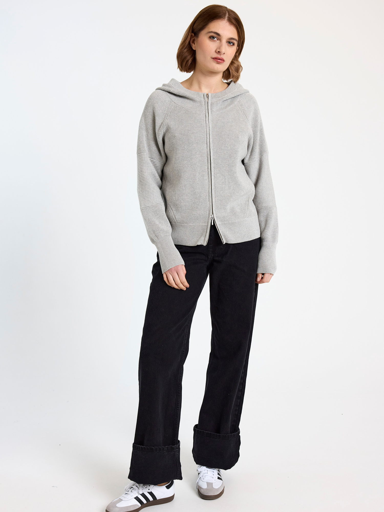 Lana Rib Detail Zip Hoodie