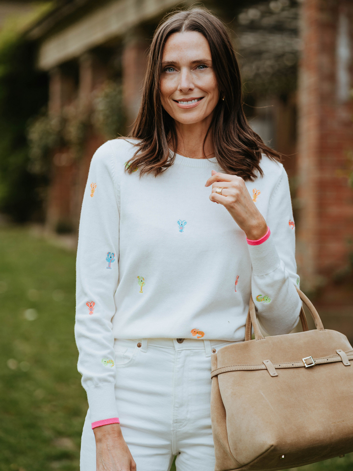 Brodie Cashmere Pop Stripe Funnel Neck Jumper main image 1