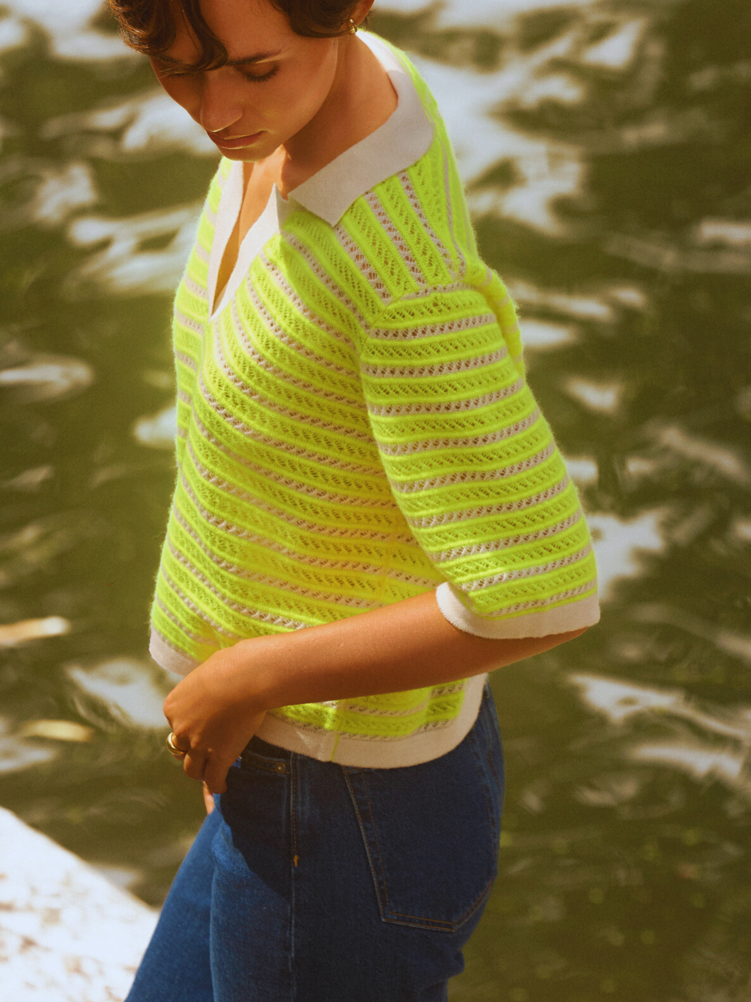 Suzie Stitch Cashmere Polo Tee