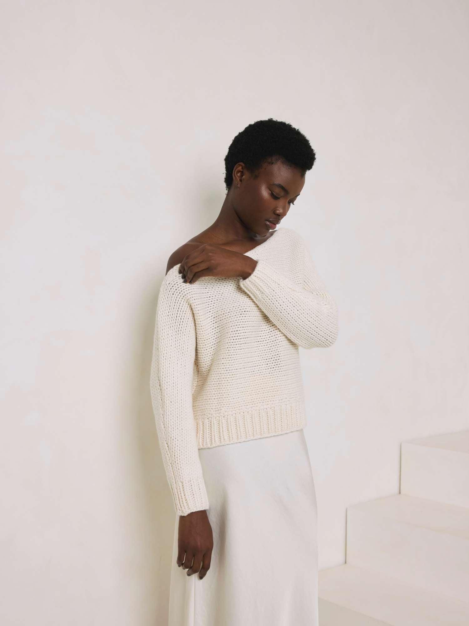 White Label Slash Neck Cashmere Jumper