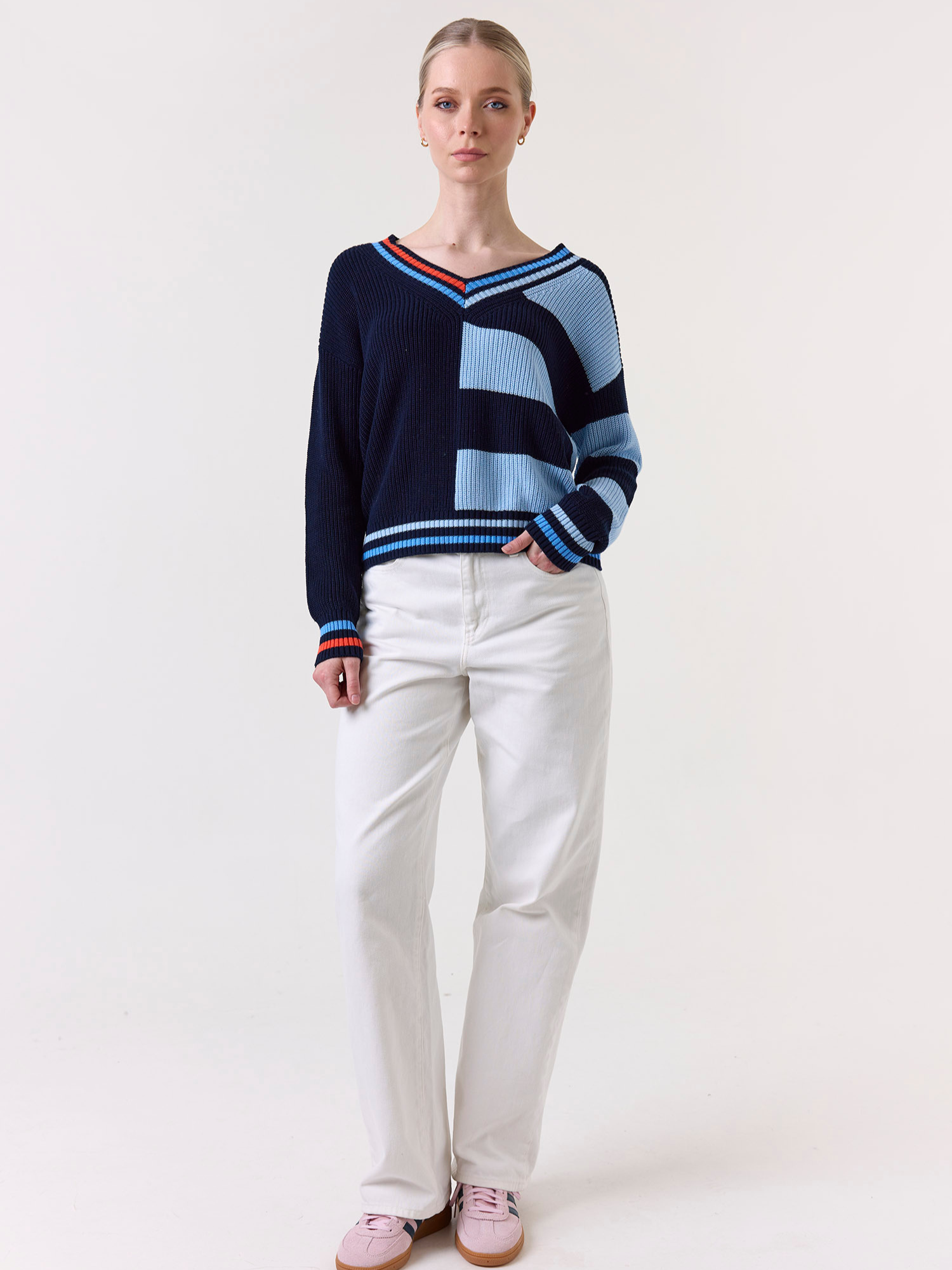 Valerie Stripe V Neck Sweater