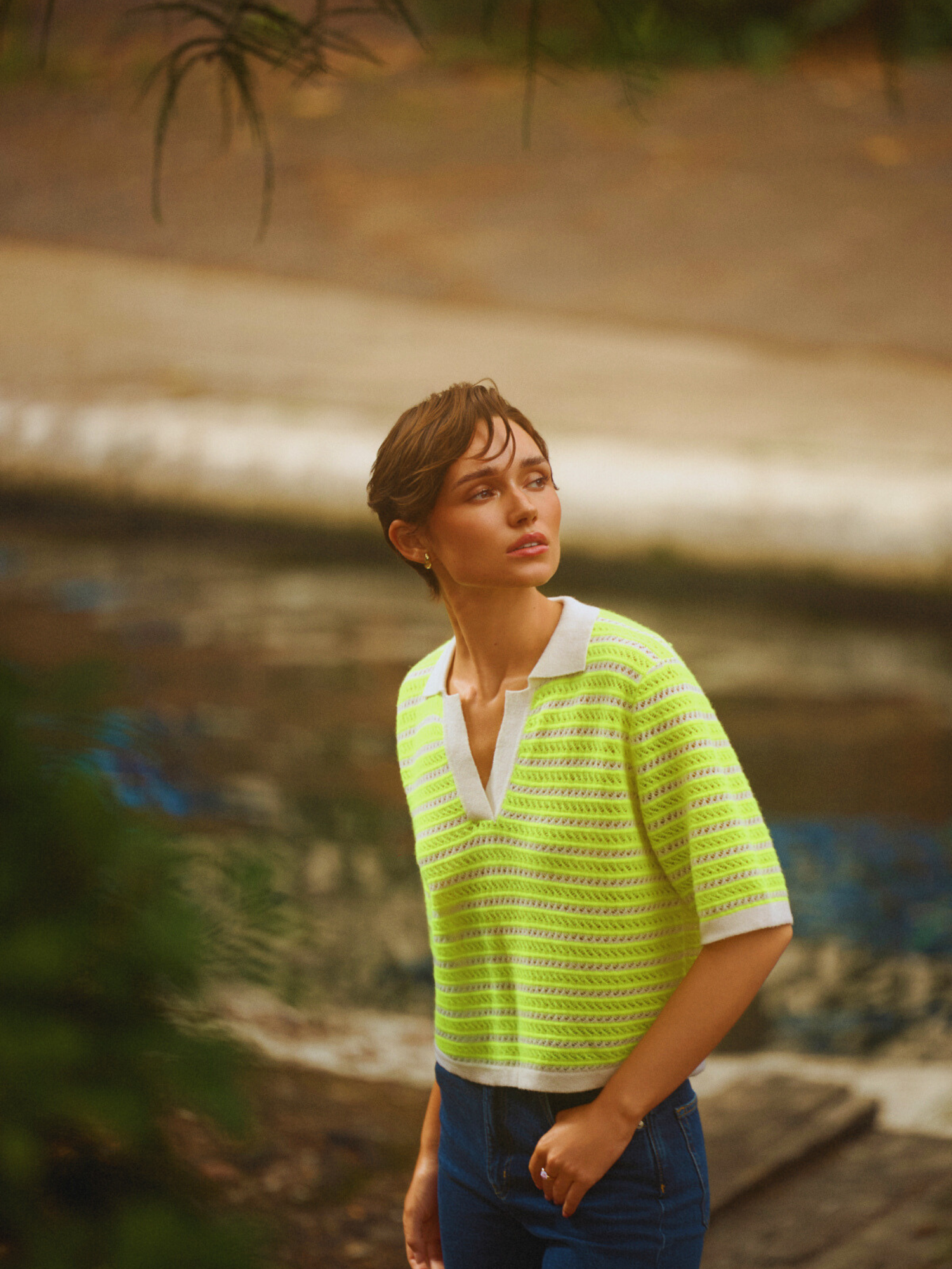 Suzie Stitch Cashmere Polo Tee