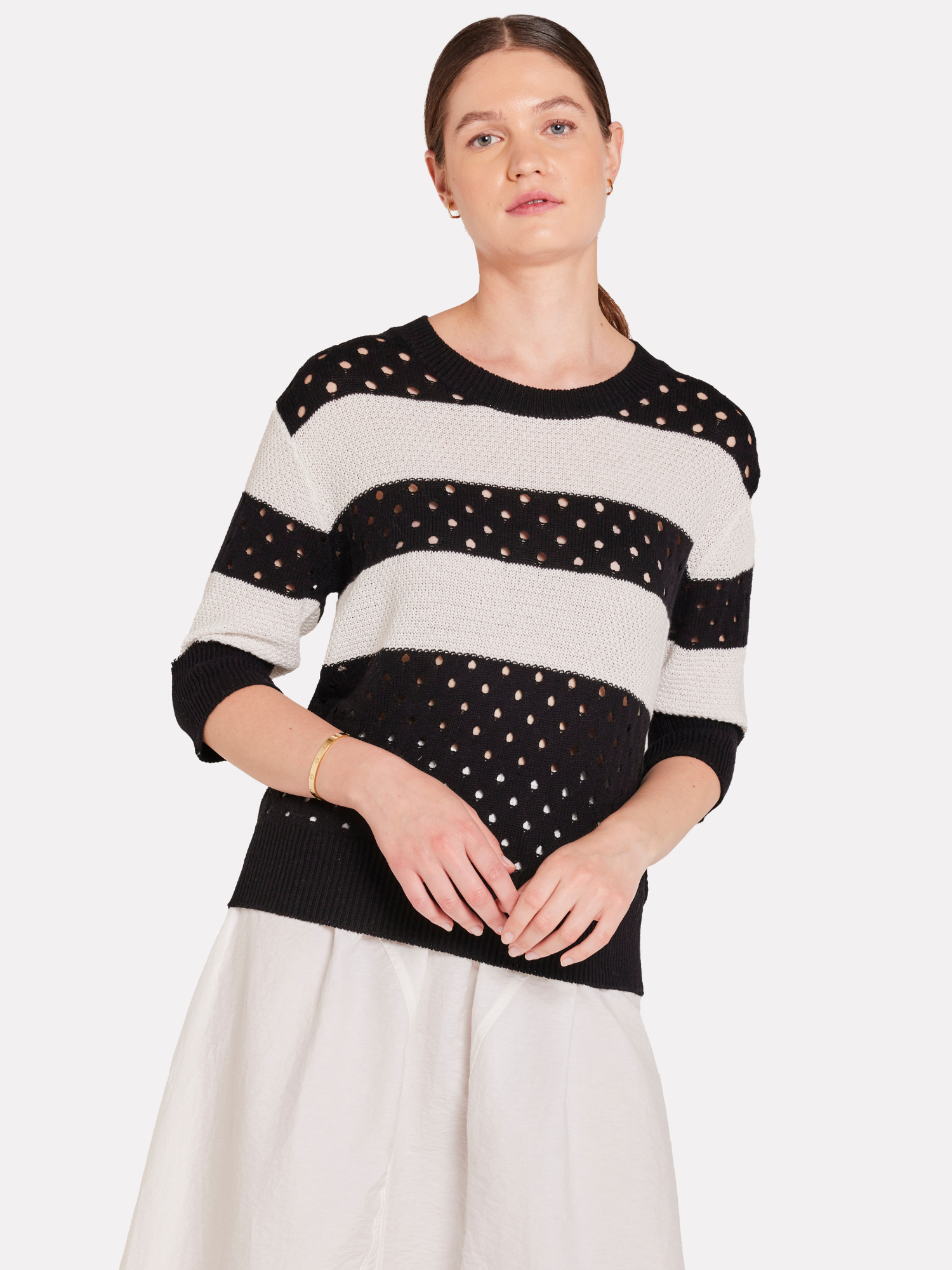 Pointelle Stripe Tee