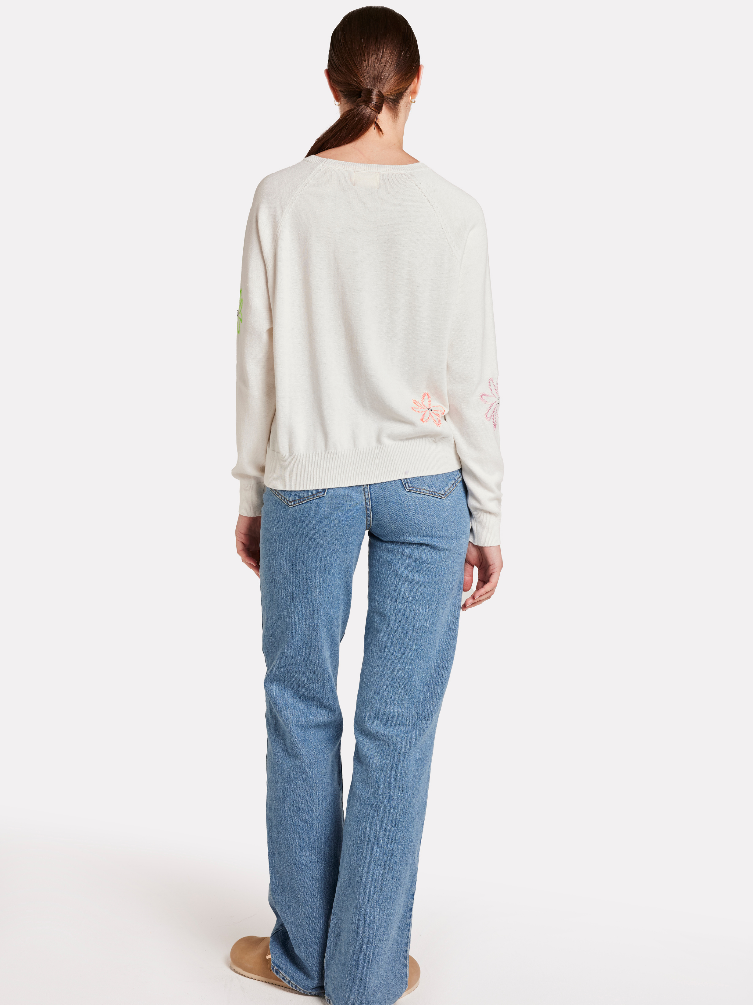 Scatter Floral Embroidery Crew Jumper