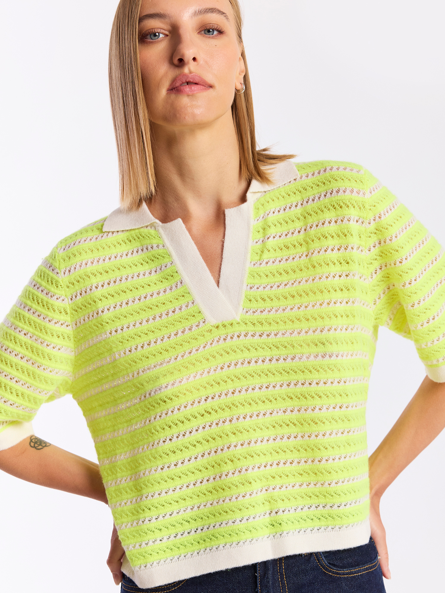 Suzie Stitch Cashmere Polo Tee