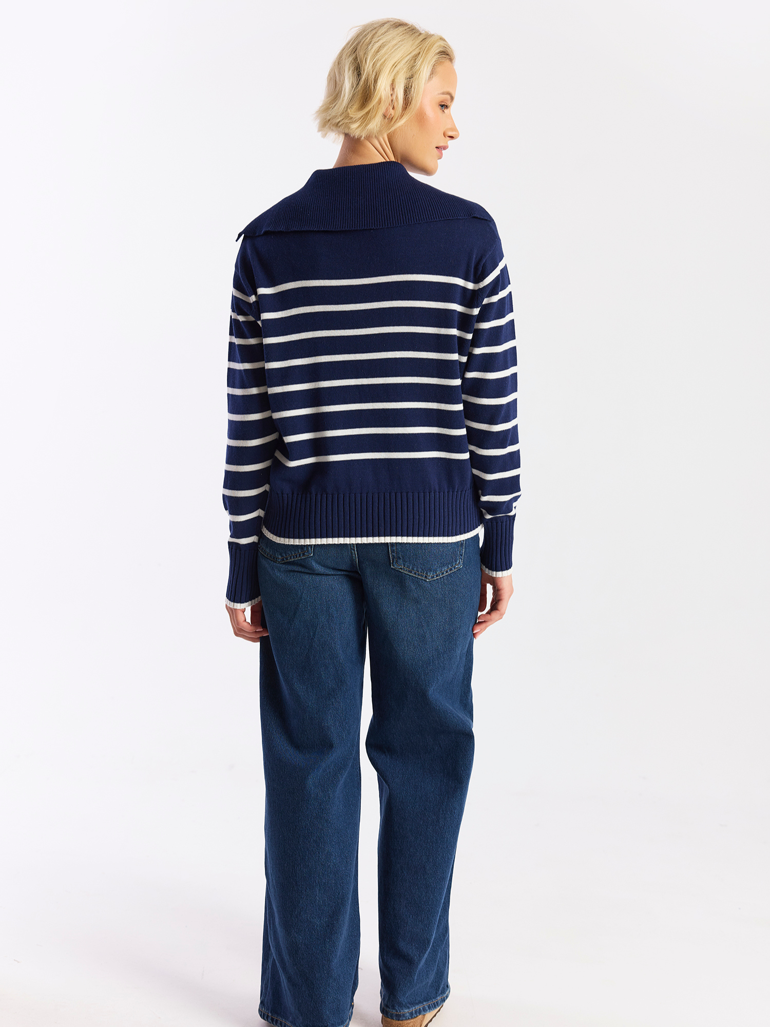 Stripe Lace Up Knit Jumper