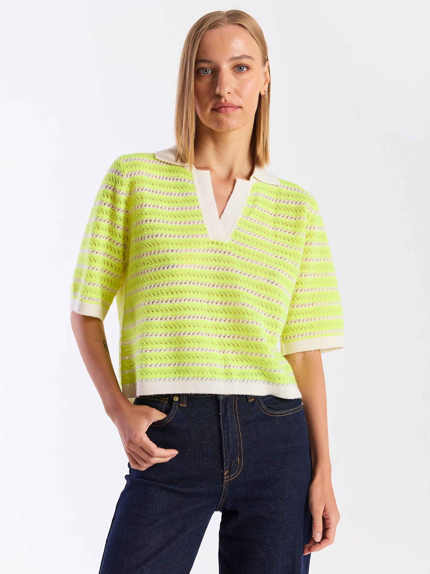 Suzie Stitch Cashmere Polo Tee