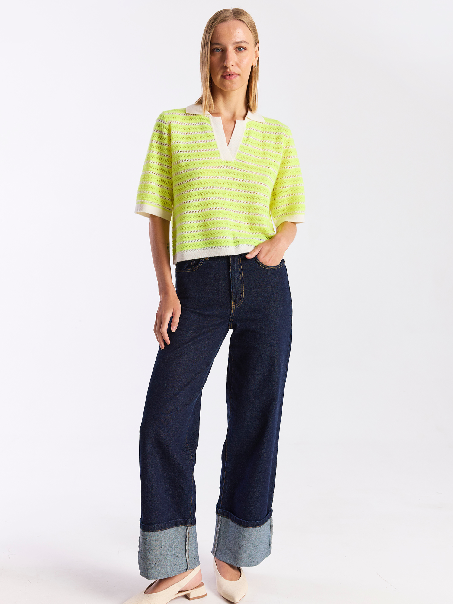 Suzie Stitch Cashmere Polo Tee