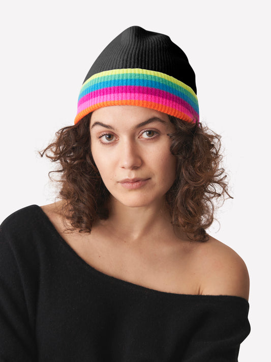 Rainbow Stripe Cashmere Hat