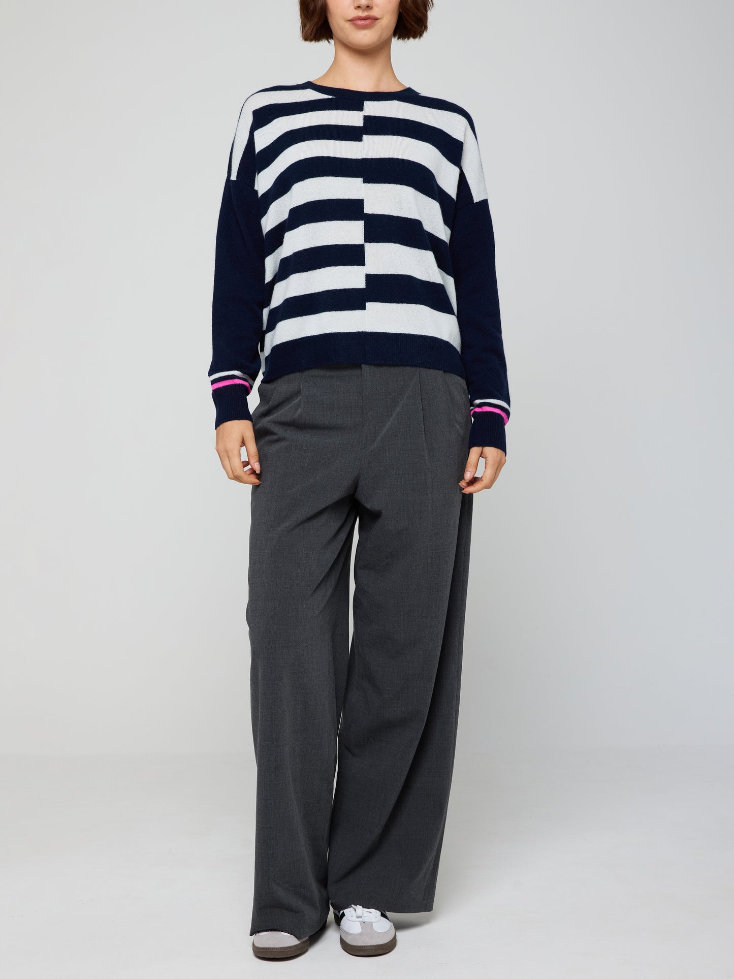 Pepper Stripe Cashmere Crew Neck