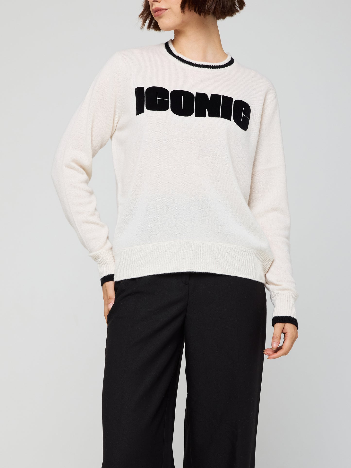 Iconic Slogan Cashmere Crew Neck