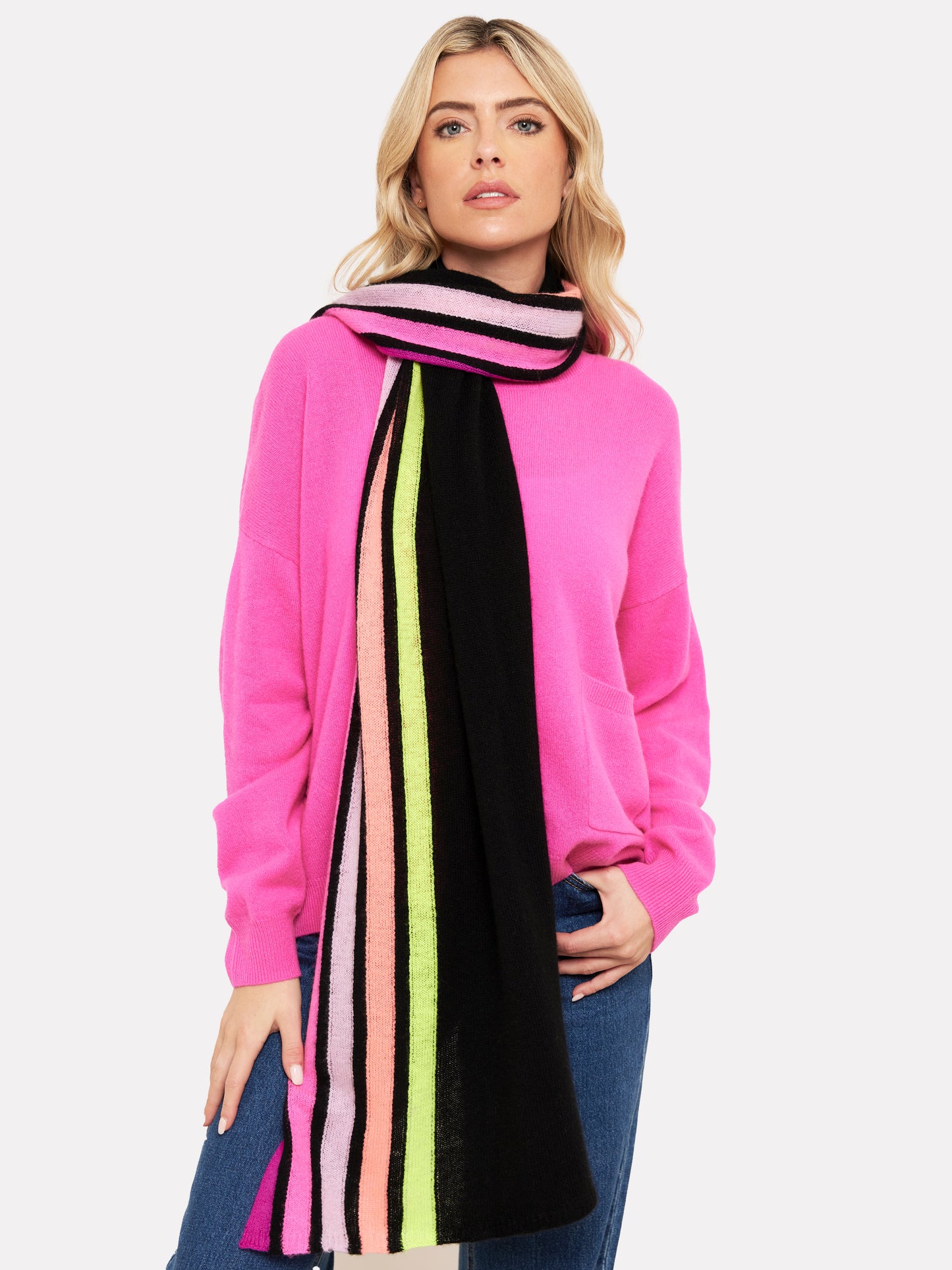 Rainbow Stripe Cashmere Scarf