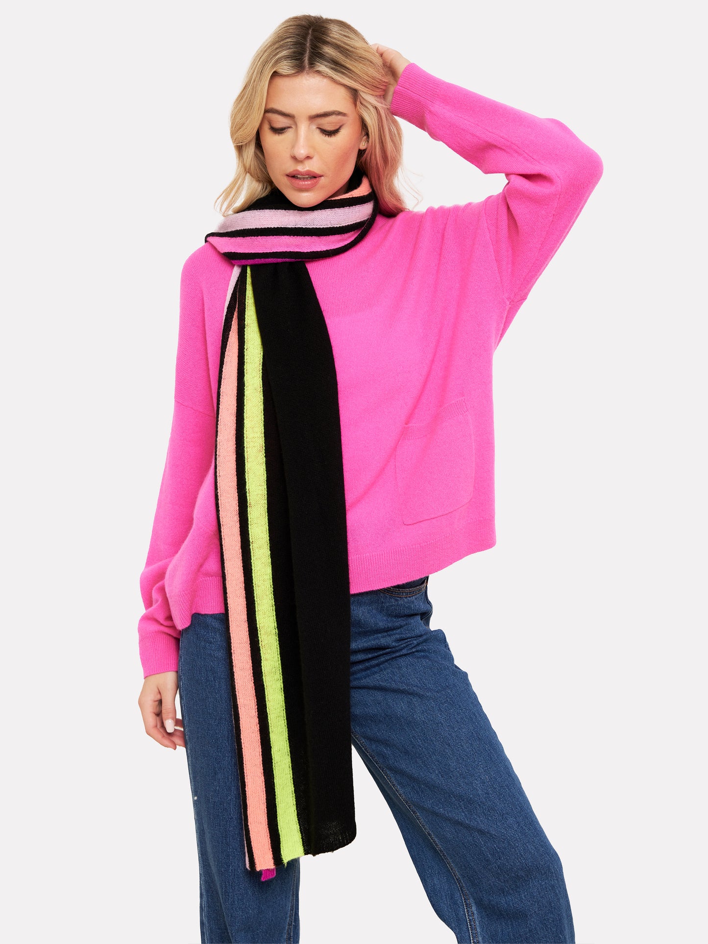 Rainbow Stripe Cashmere Scarf