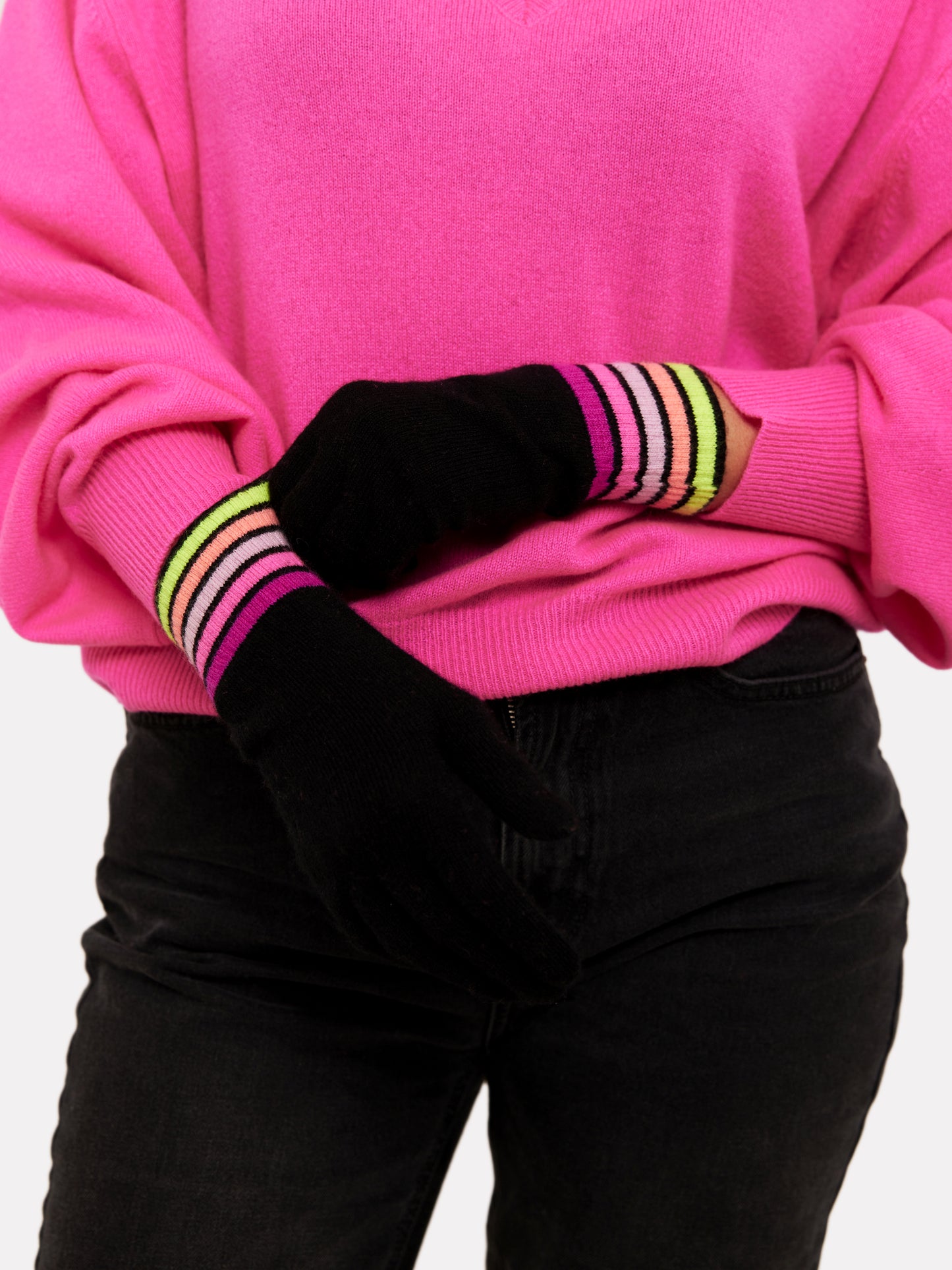 Rainbow Stripe Cashmere Gloves