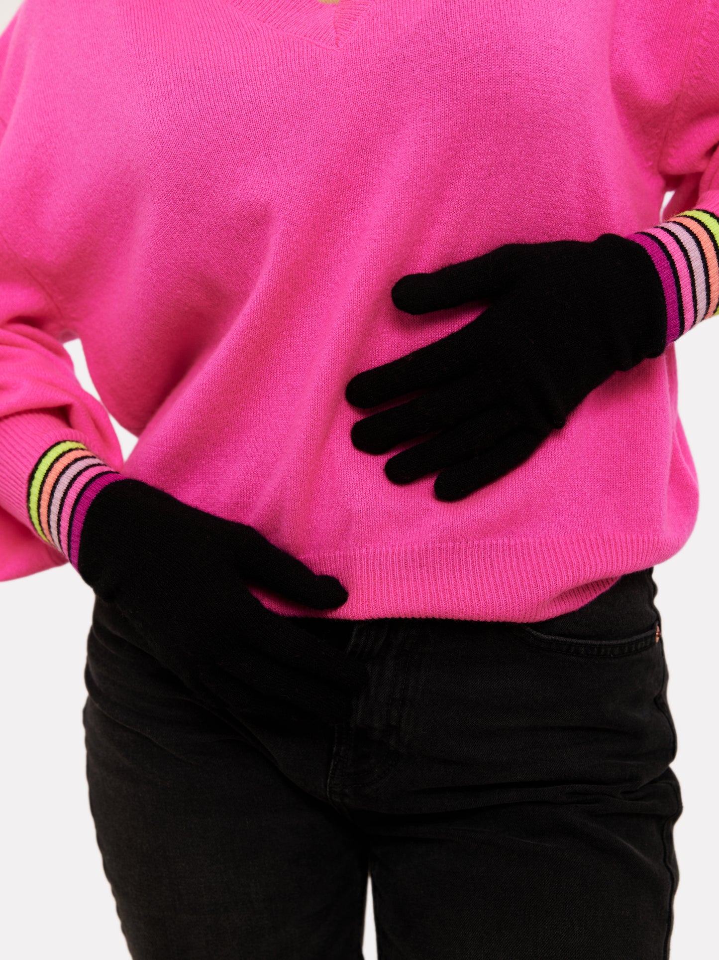 Rainbow Stripe Cashmere Gloves