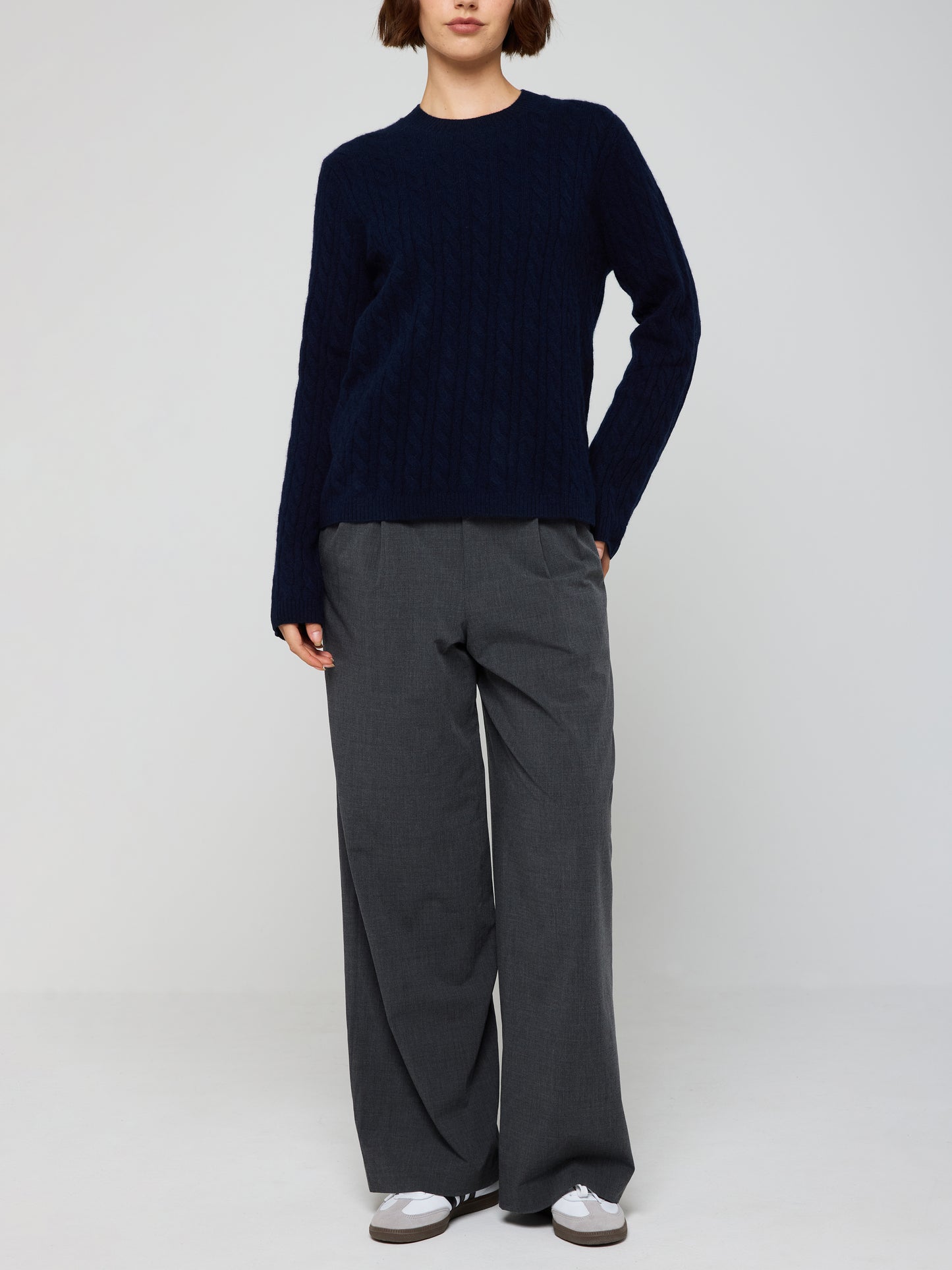 Demi Cable Knit Cashmere Crew Neck