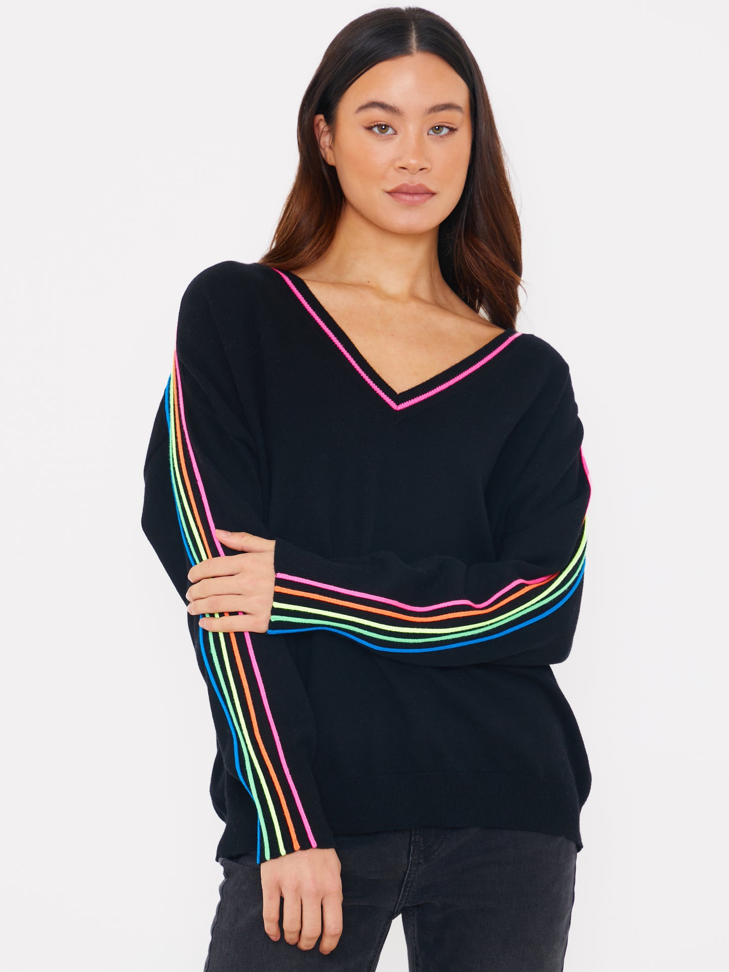 Sporty Stripe V Neck