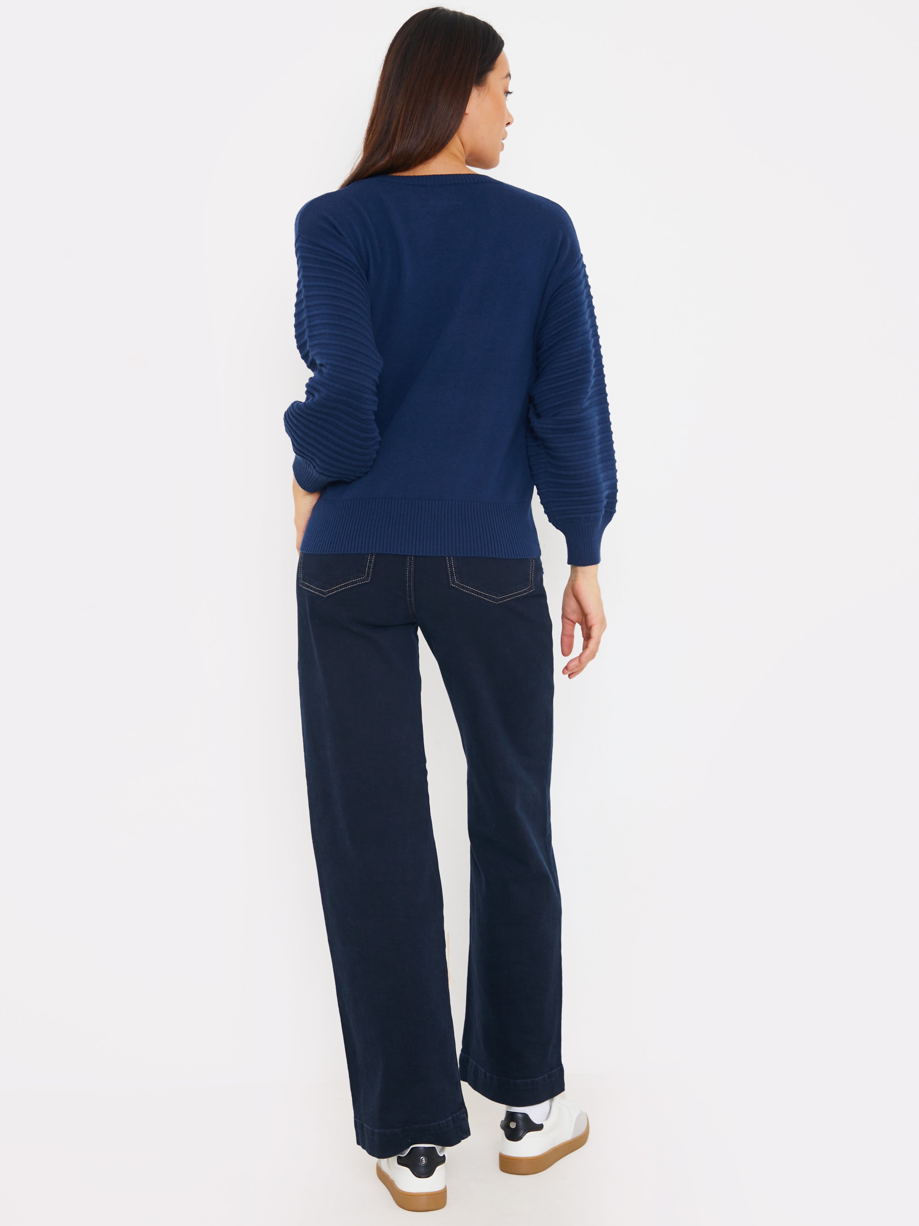 Textured Balloon Sleeve Jumper