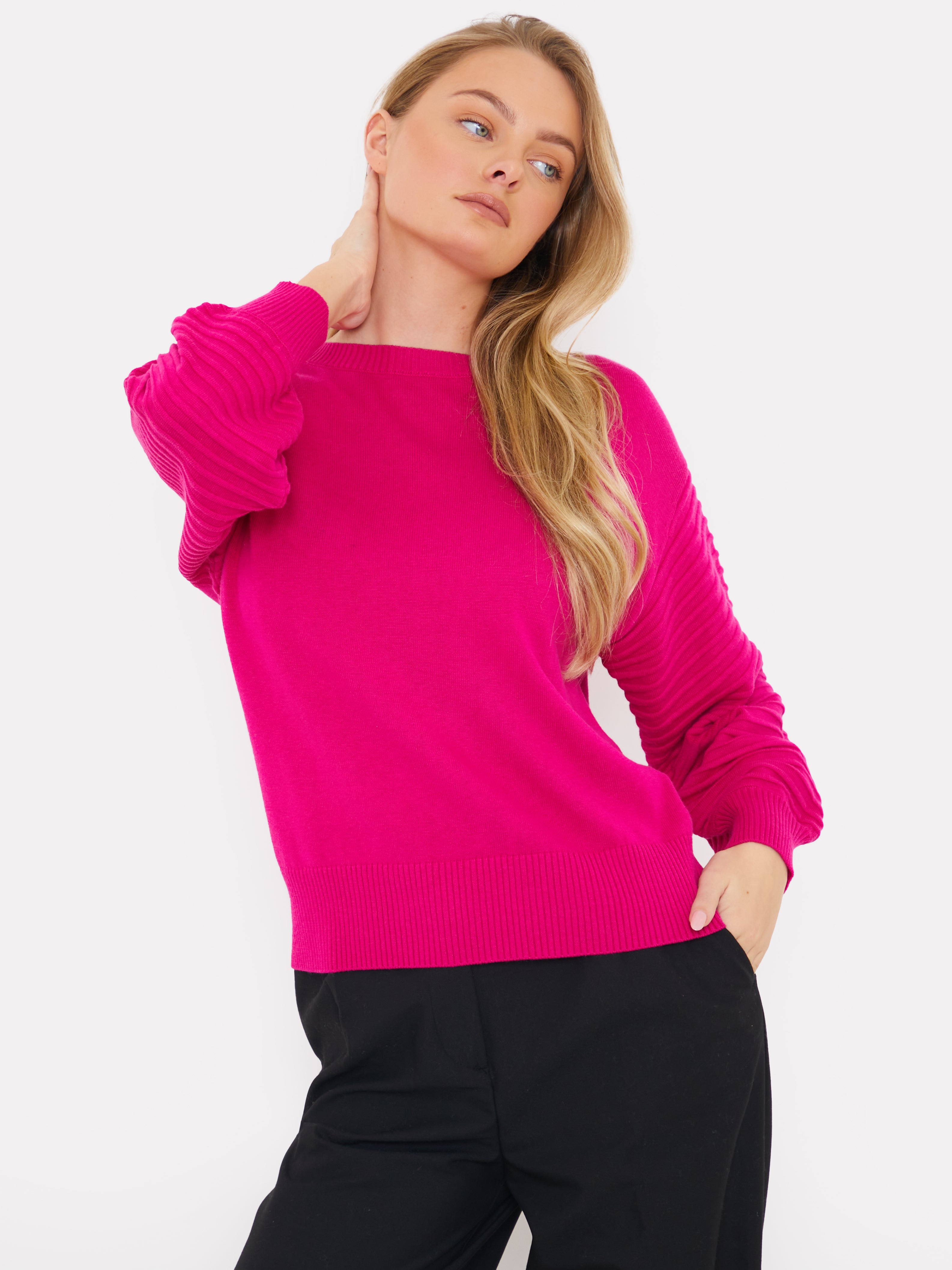 Textured Balloon Sleeve Jumper