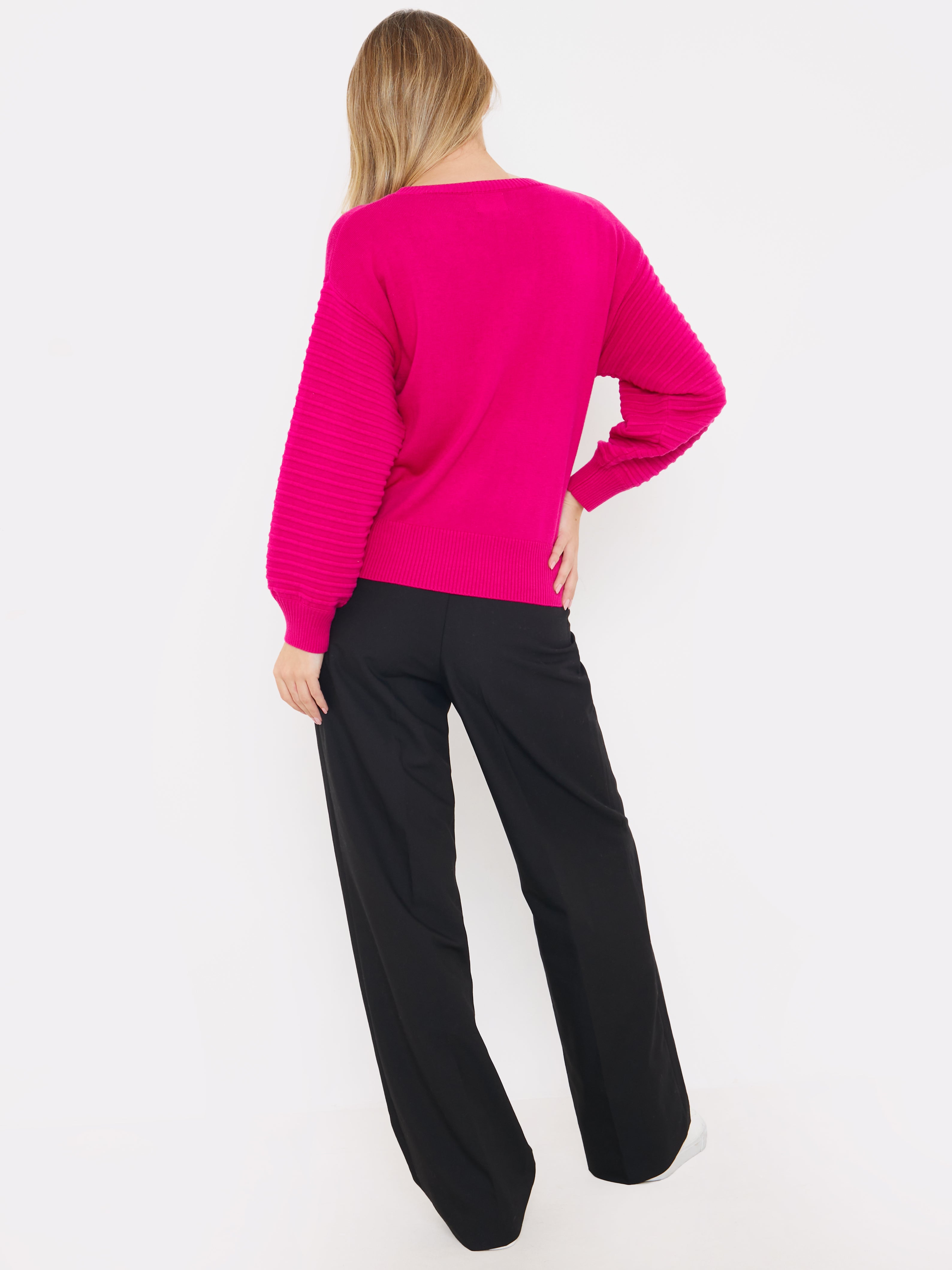 Textured Balloon Sleeve Jumper