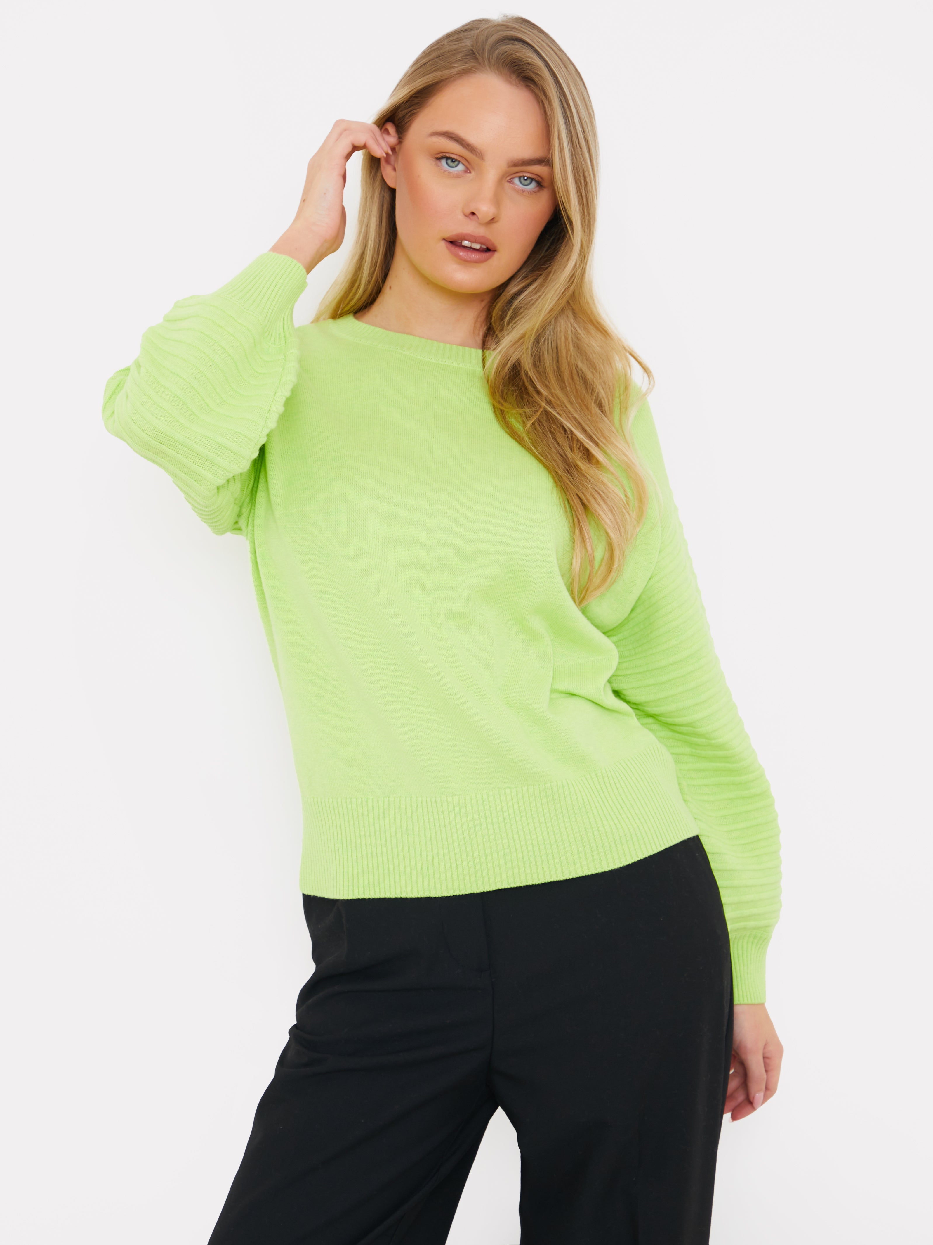 Textured Balloon Sleeve Jumper