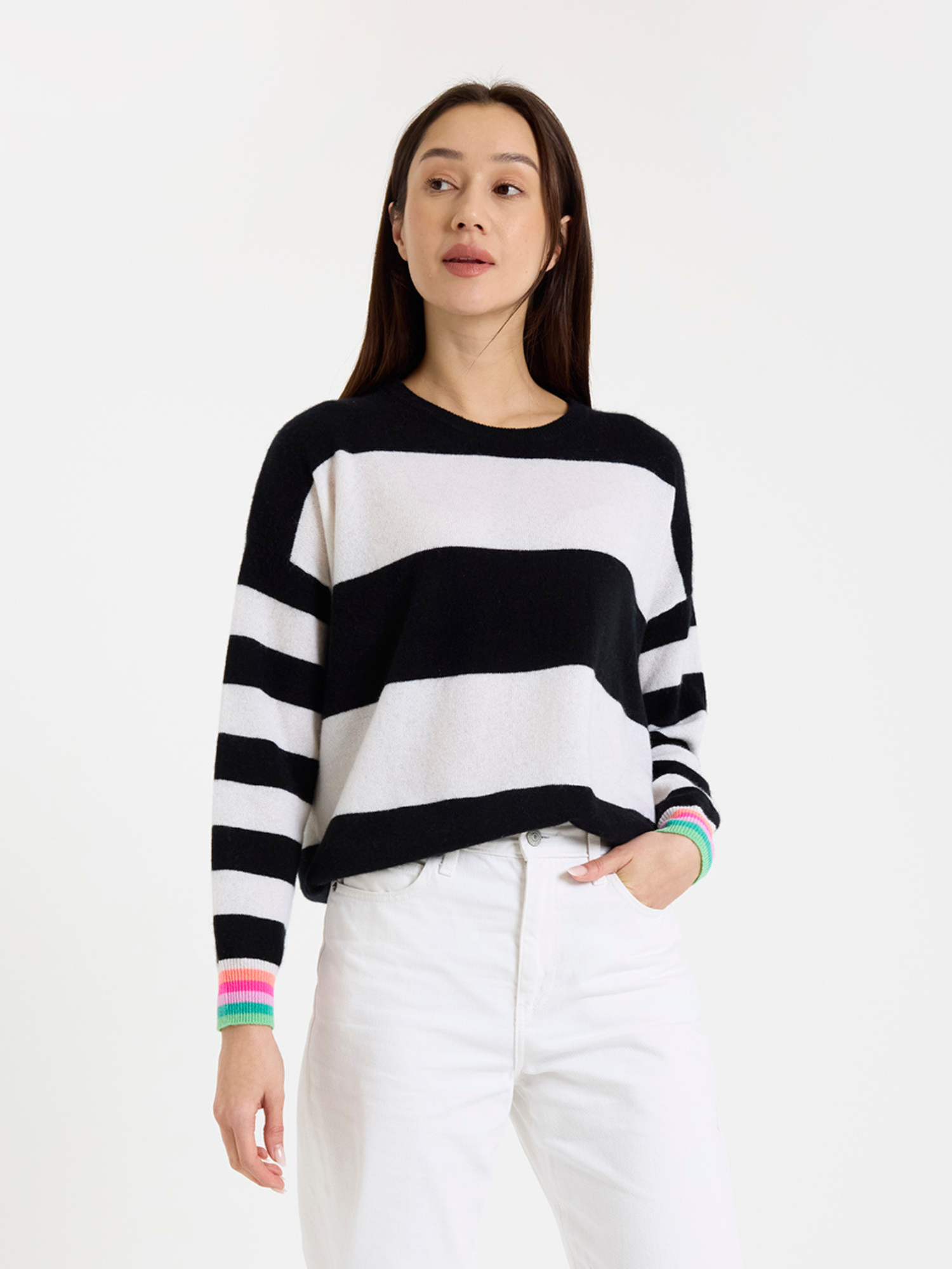 MOLLY STRIPE CASHMERE CREW