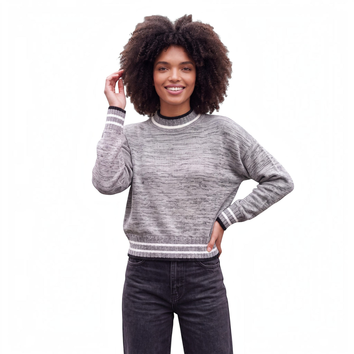 BI-COLOUR MOCK NECK
