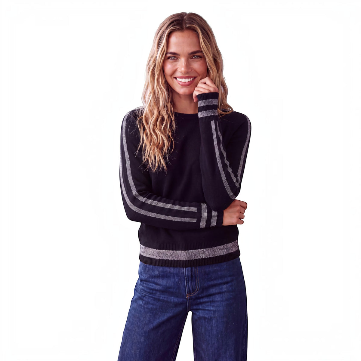 CATHY SLEEVE STRIPE CREW