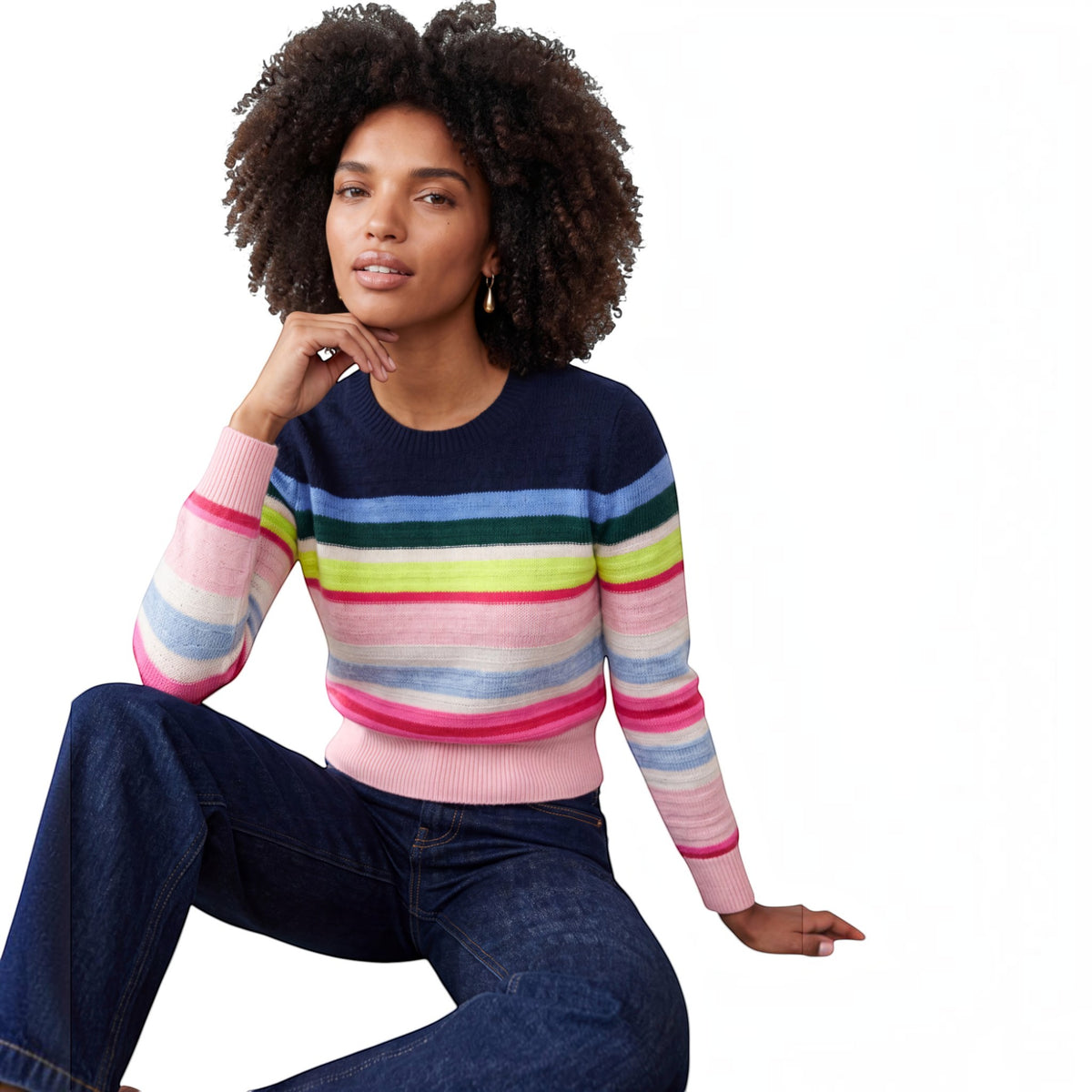 STRIPED STITCH MAYA CREW