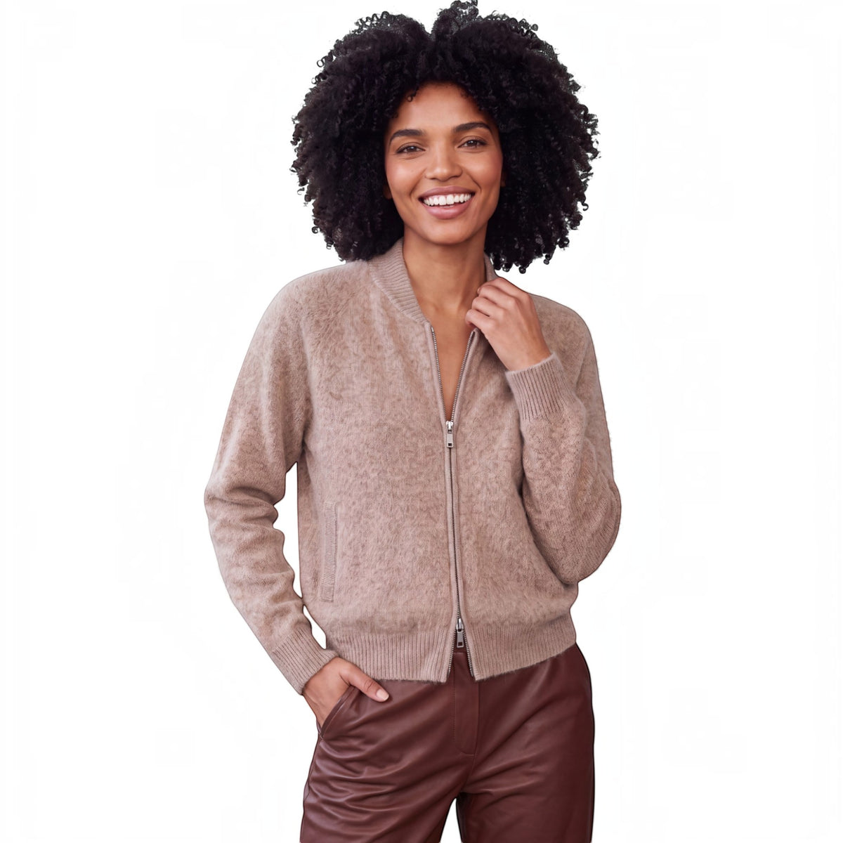 BRUSHED CASHMERE BOMBER