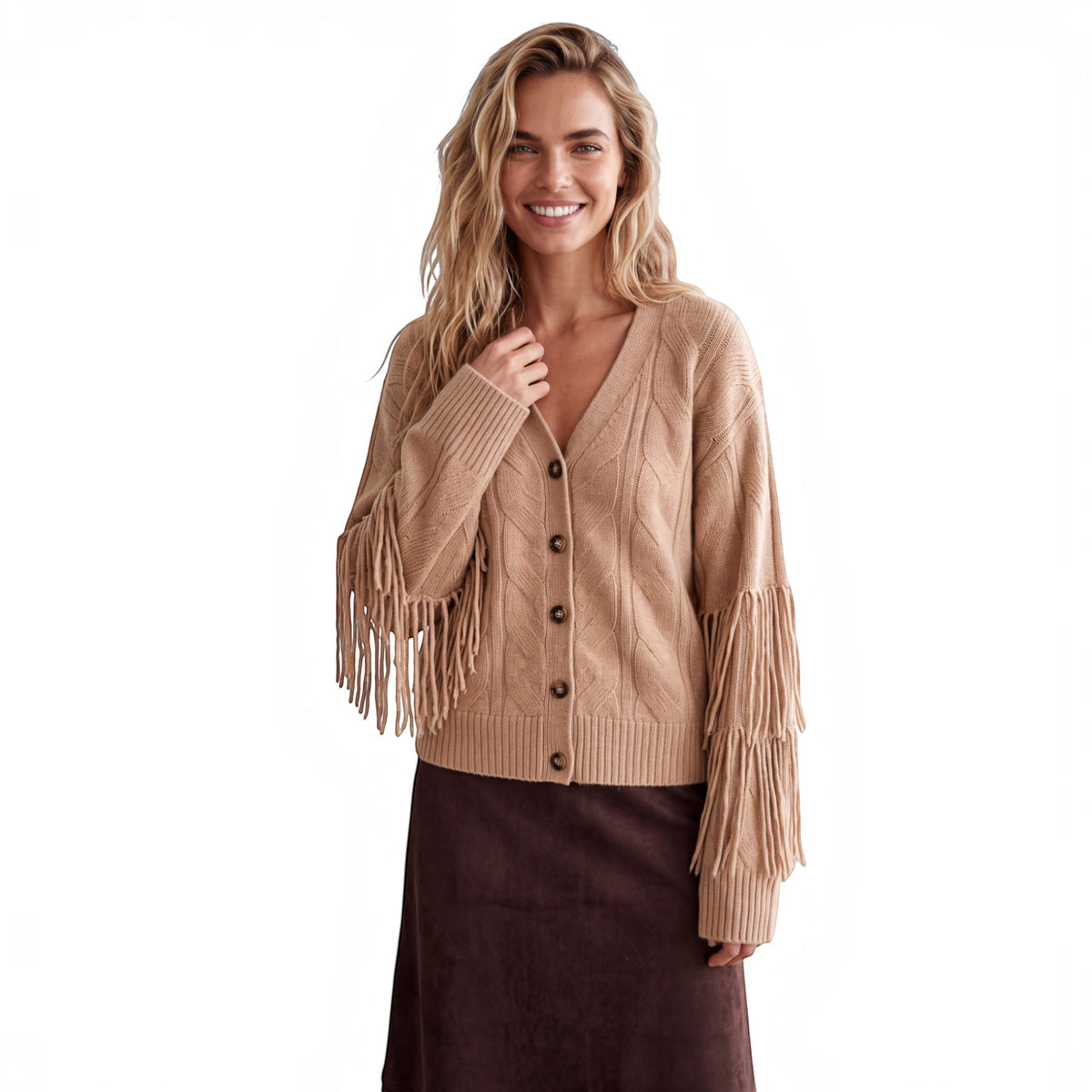 CABLE FRINGE CARDI