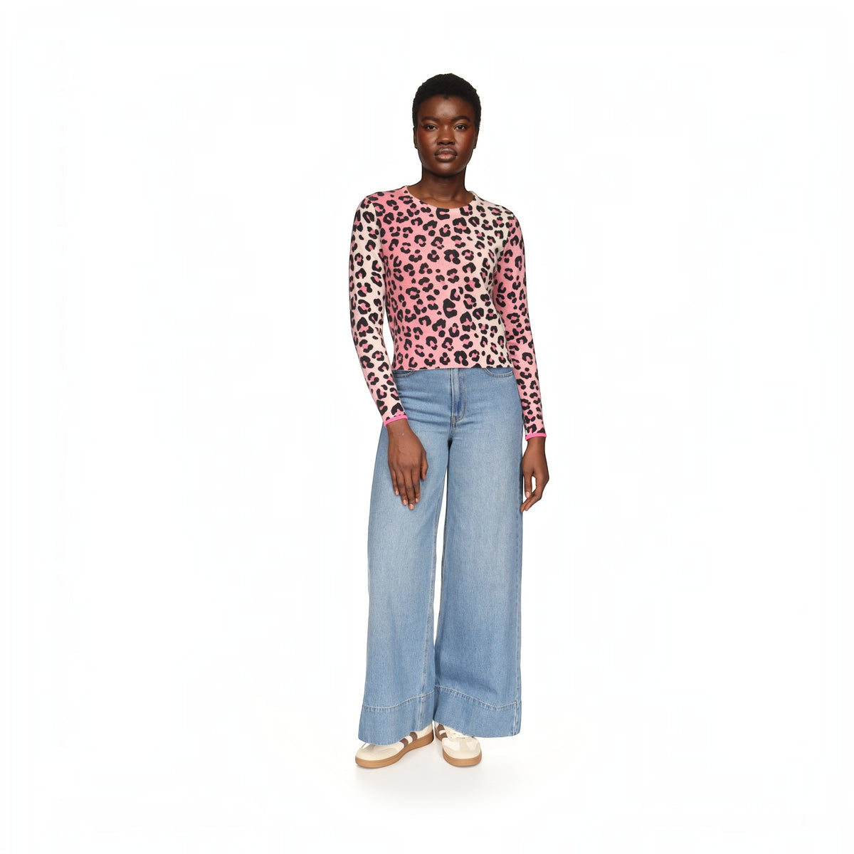 LAUREN LEOPARD CROPPED CREW