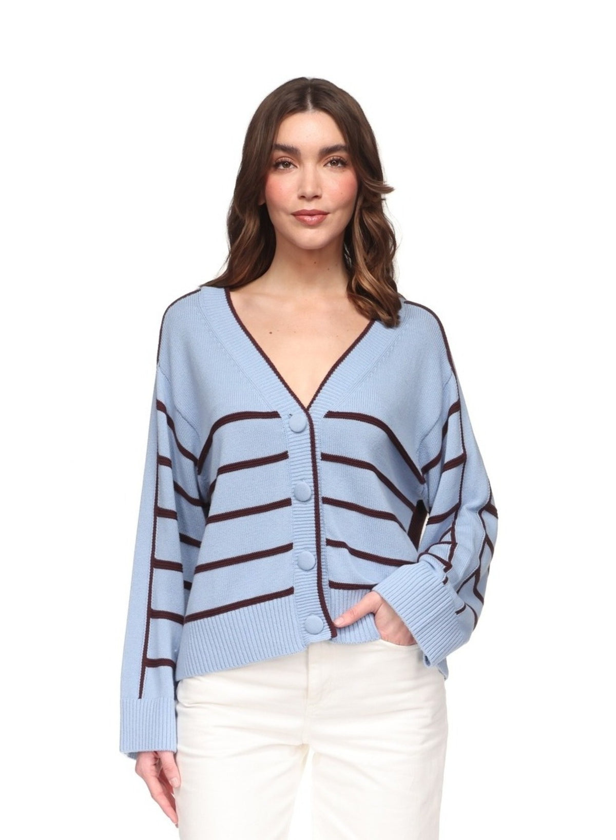 LINKS STRIPE V CARDI