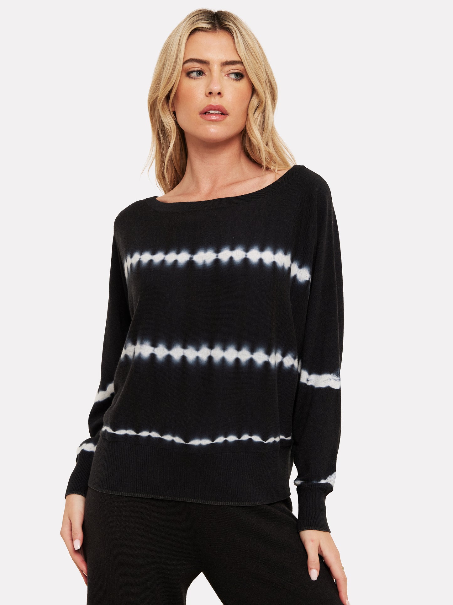 Bleach Stripe Boat Neck Jumper