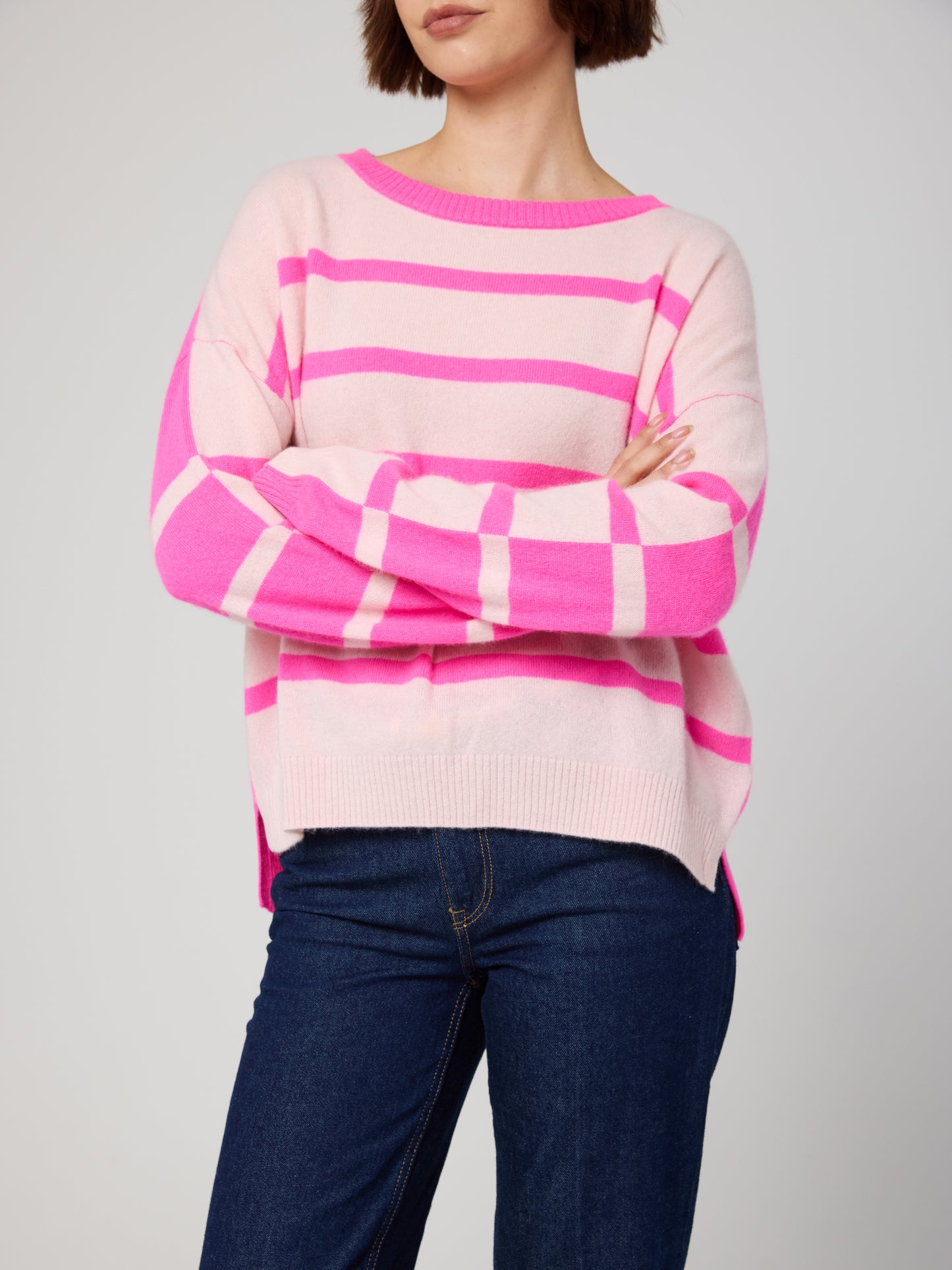 Stripe Cashmere Round Neck