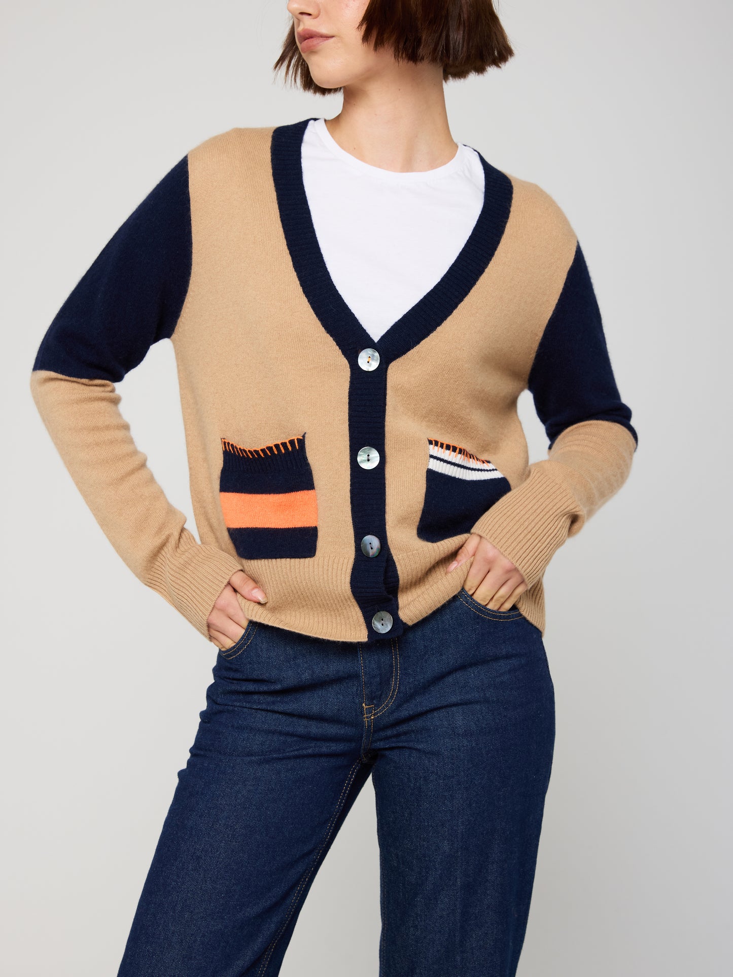 Varsity Stripe Cashmere Cardigan